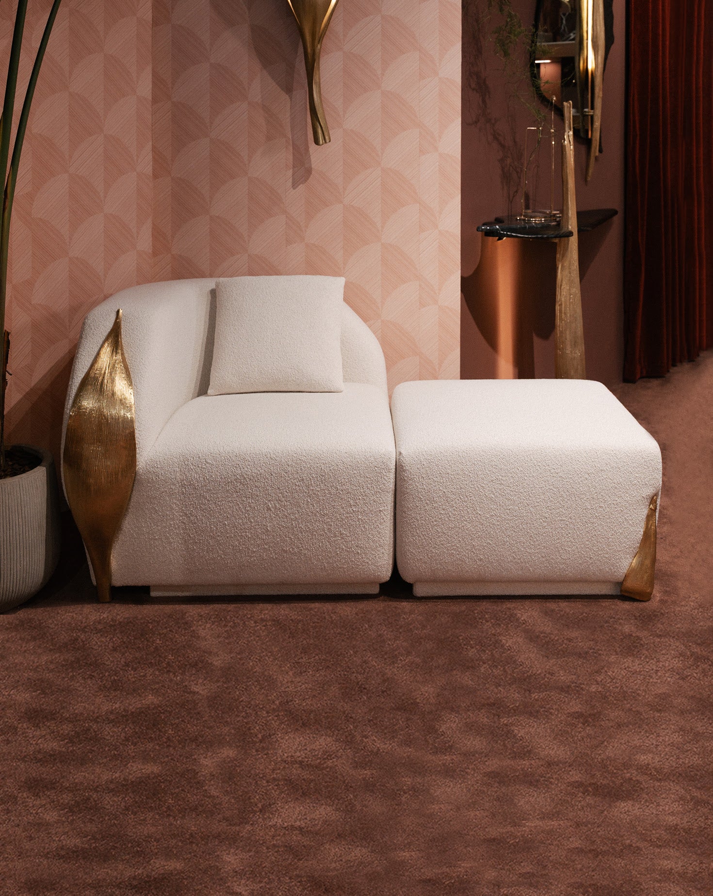 Palm Polished Brass Sofa