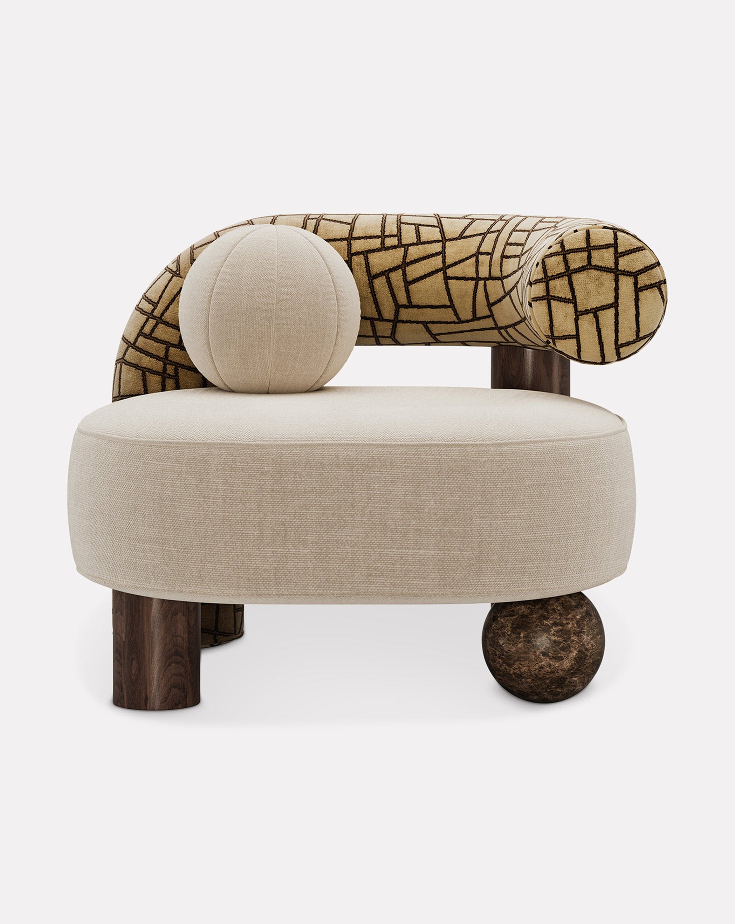 Soleil Marble and Wood Armchair
