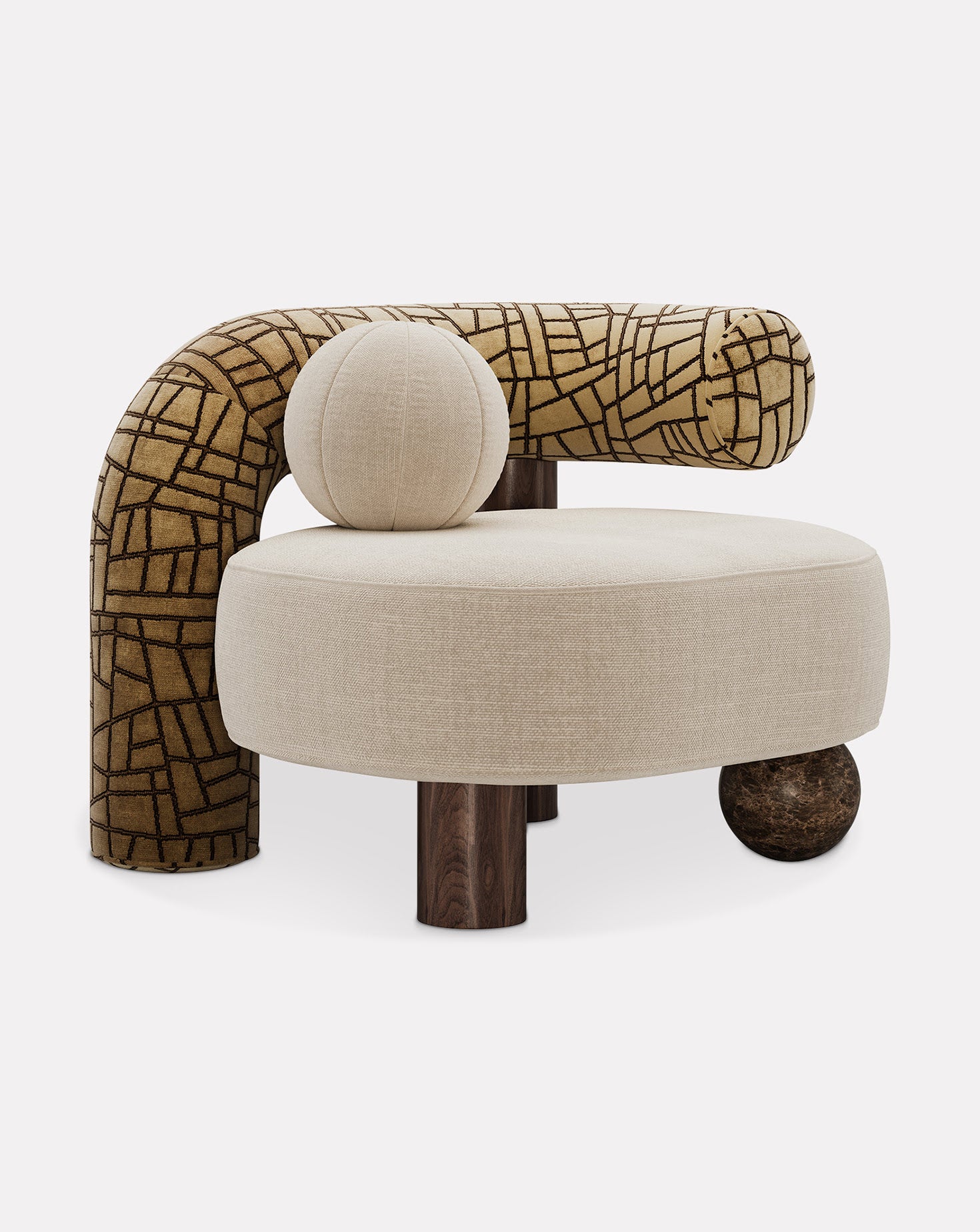 Soleil Marble and Wood Armchair