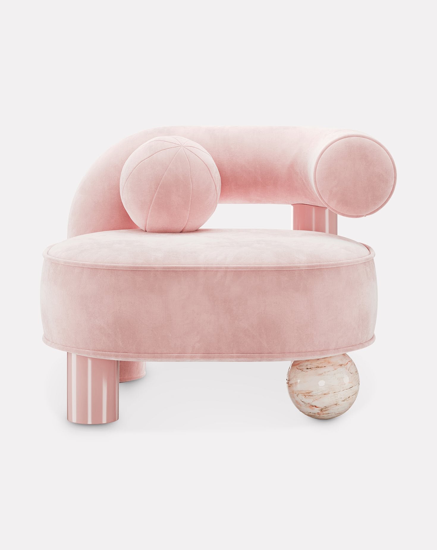 Soleil Marble and Wood Armchair