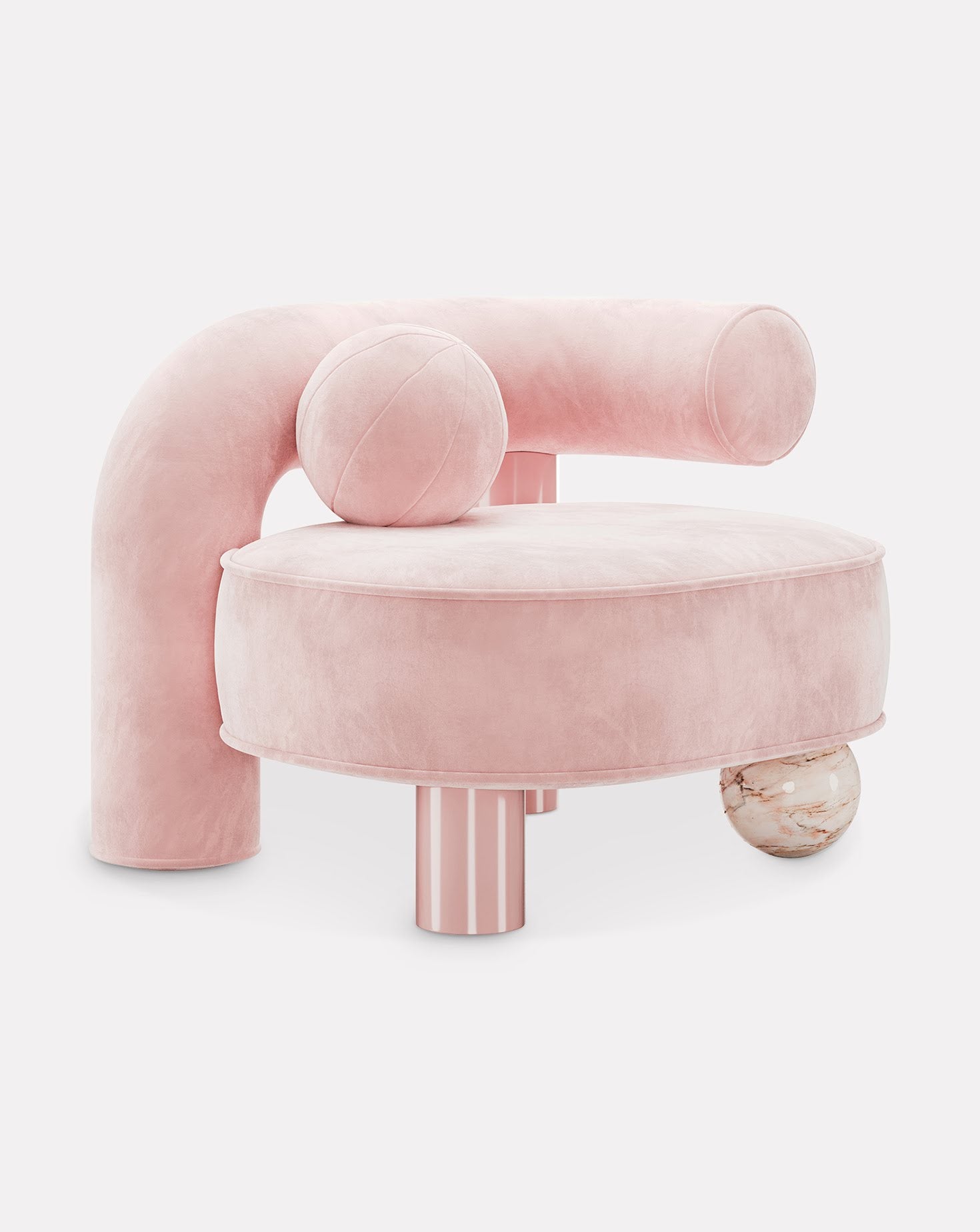 Soleil Marble and Wood Armchair