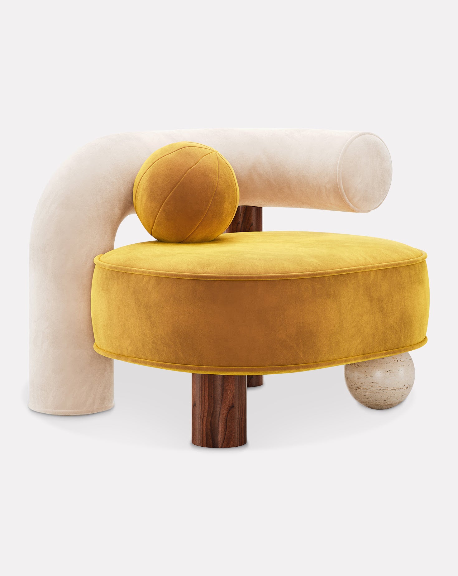 Soleil Marble and Wood Armchair