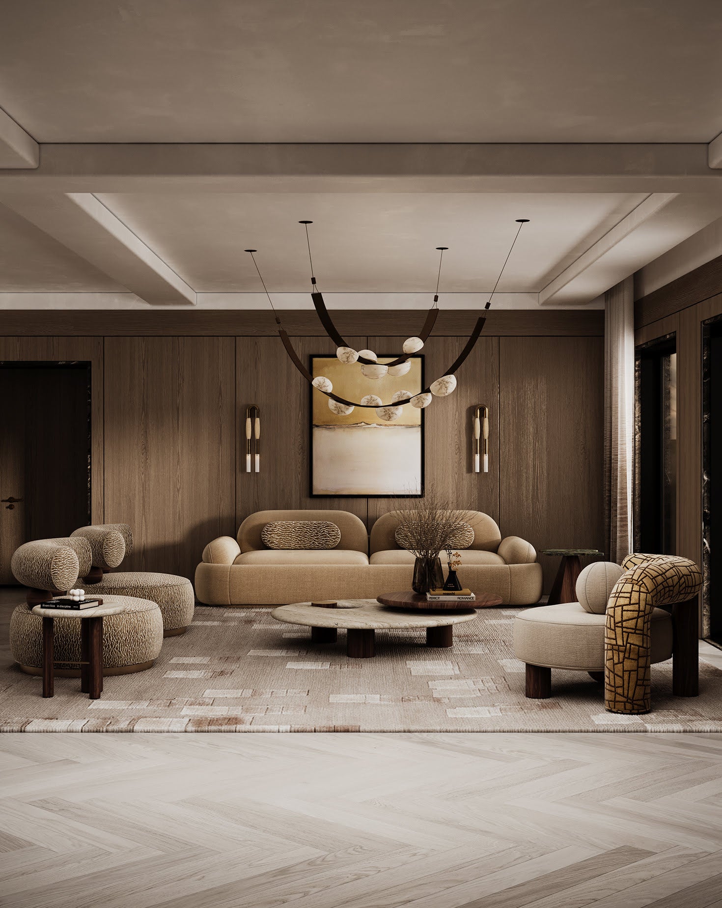 Soleil Marble and Wood Armchair