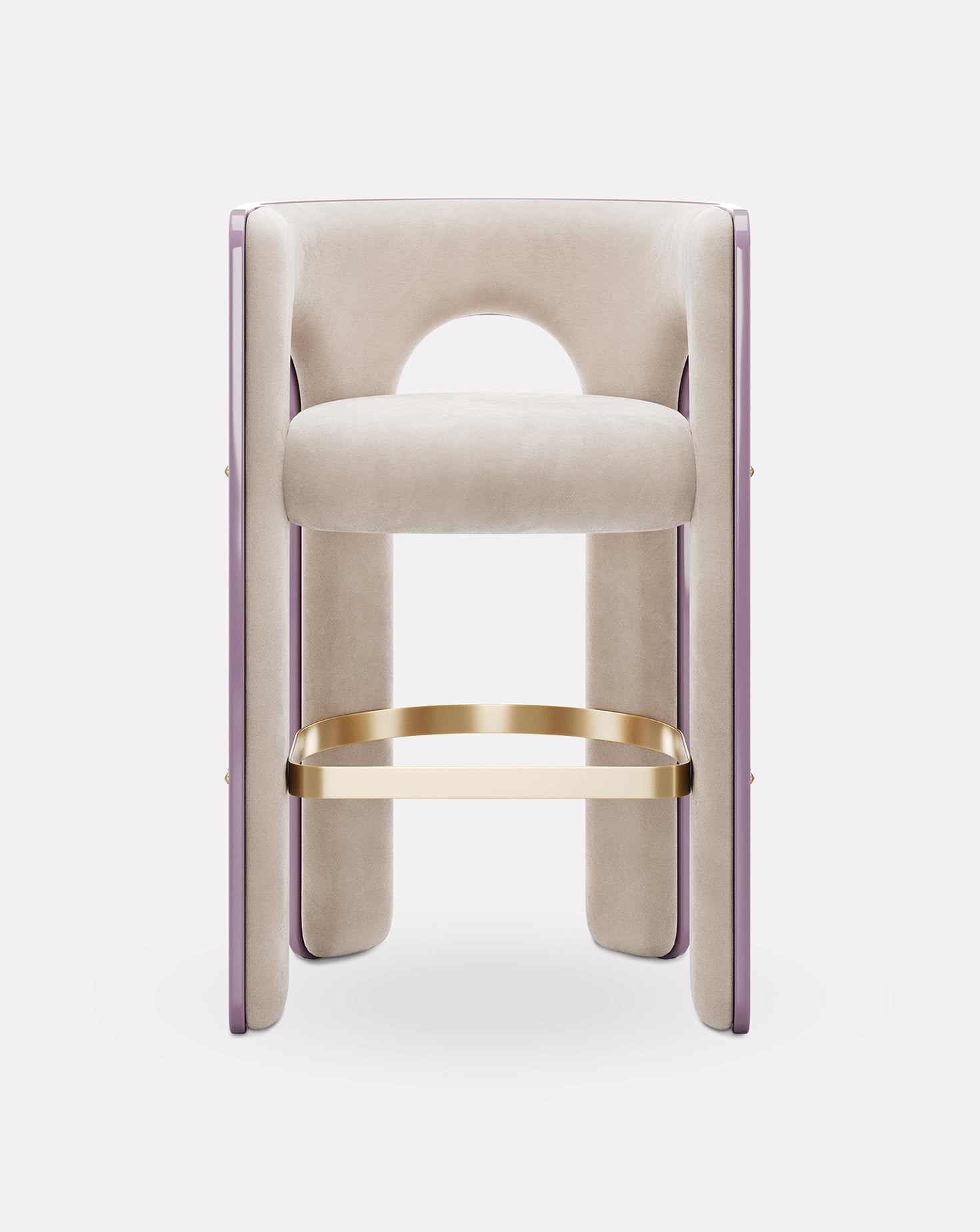 Robusta Wood and Brass Bar Stool