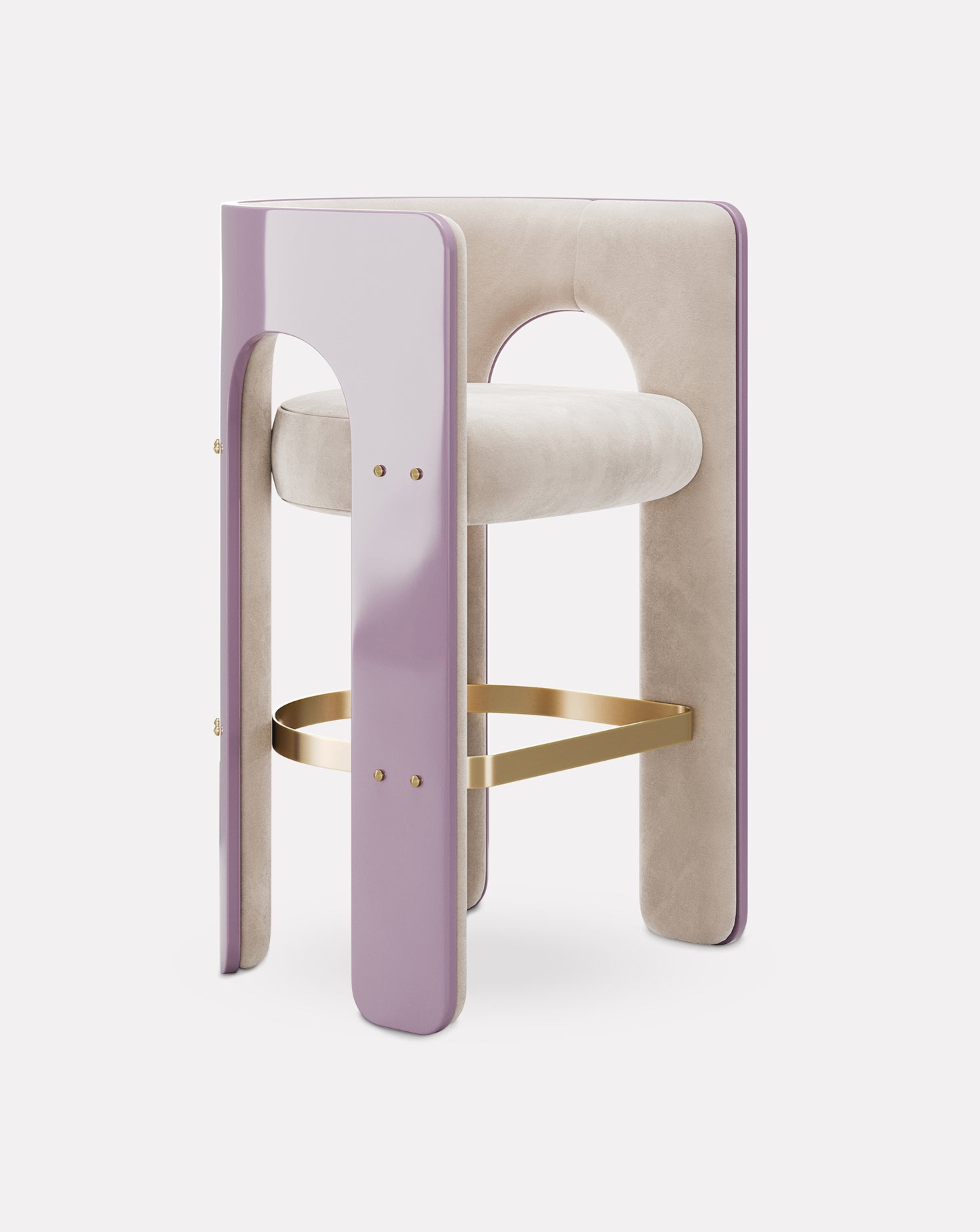 Robusta Wood and Brass Bar Stool
