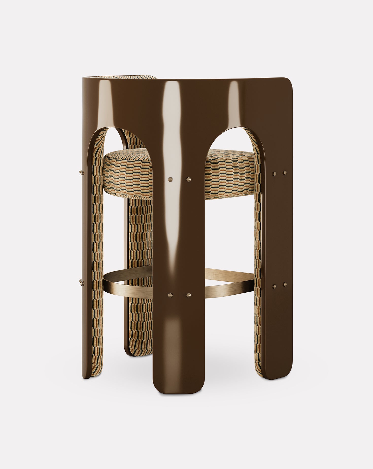 Robusta Wood and Brass Bar Stool