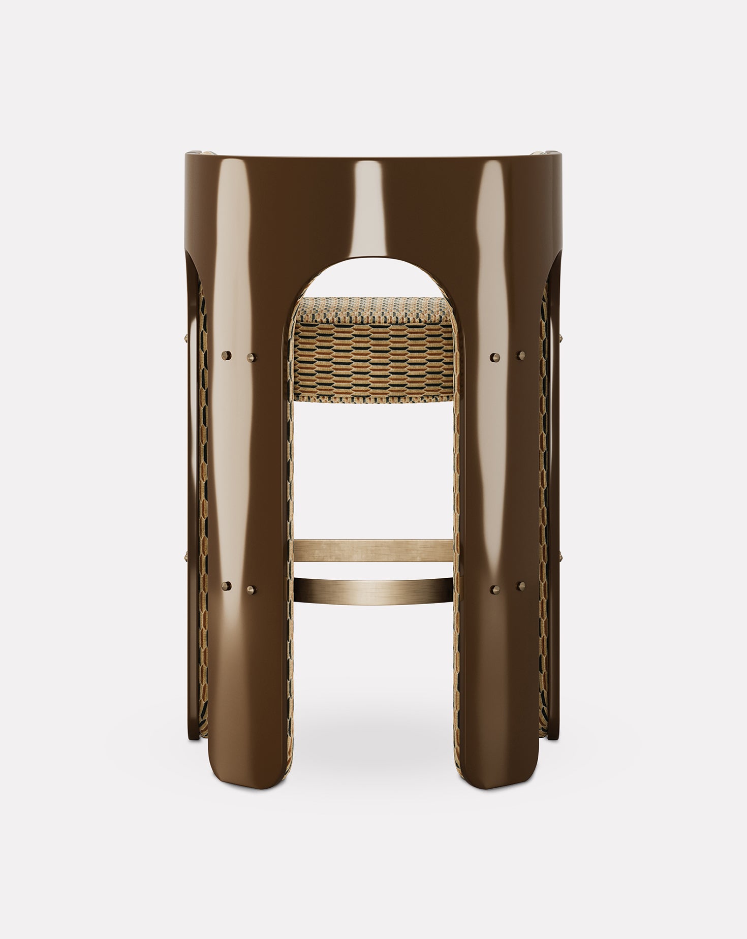 Robusta Wood and Brass Bar Stool