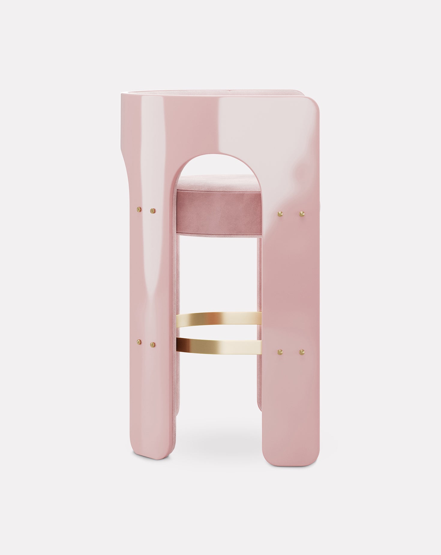 Robusta Wood and Brass Bar Stool