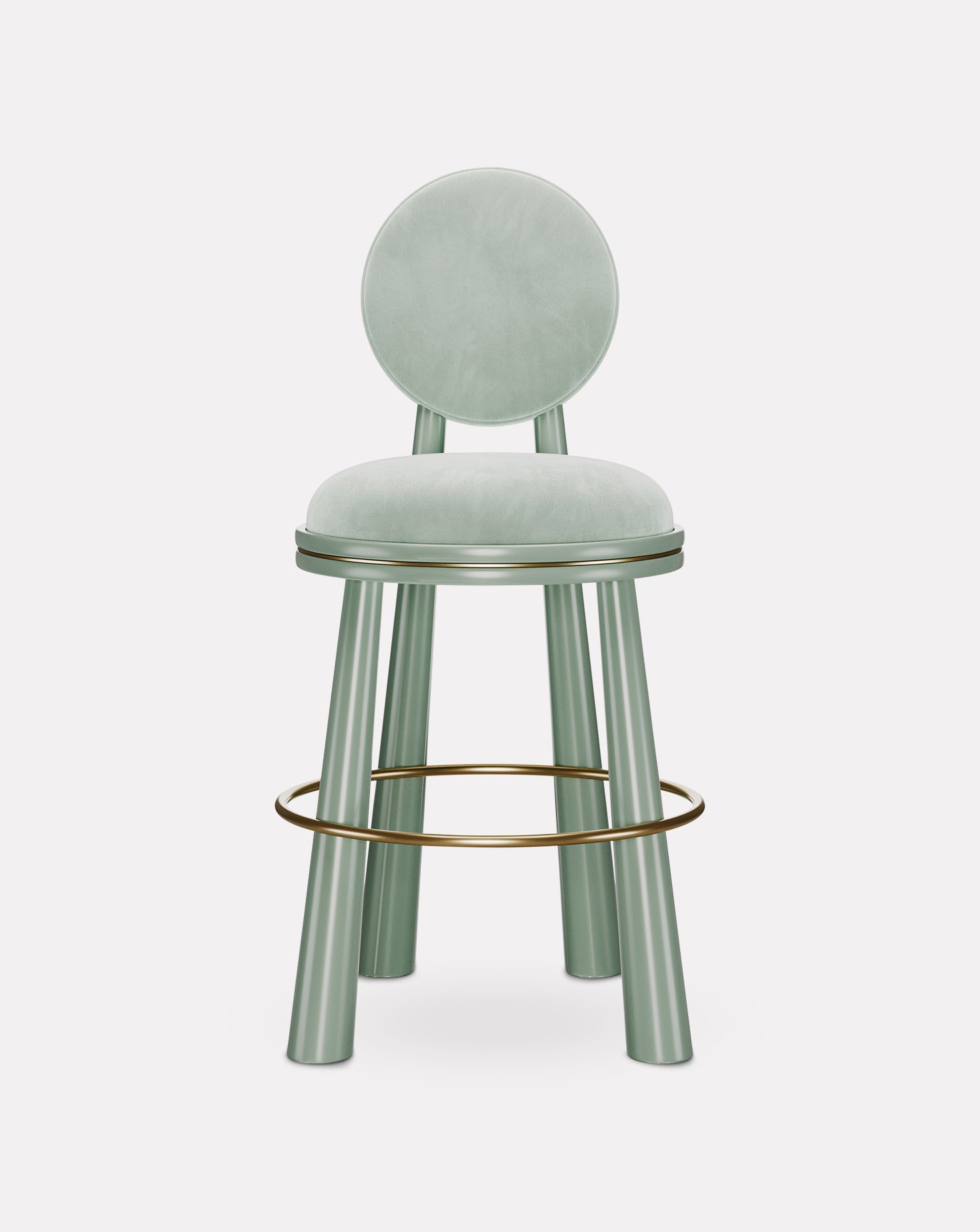 Mouline Brass and Velvet Bar Stool