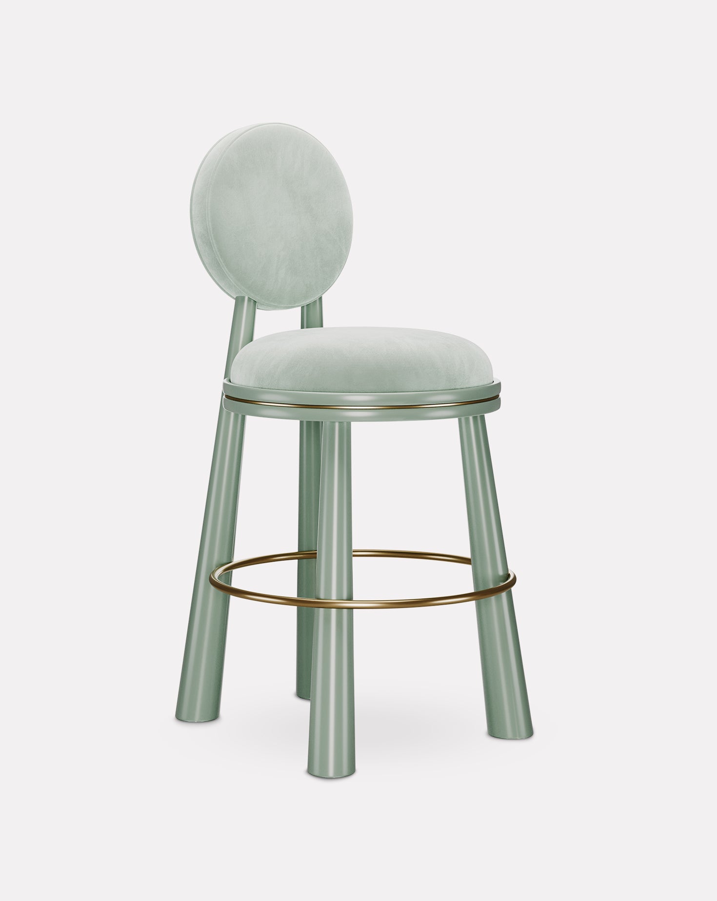Mouline Brass and Velvet Bar Stool