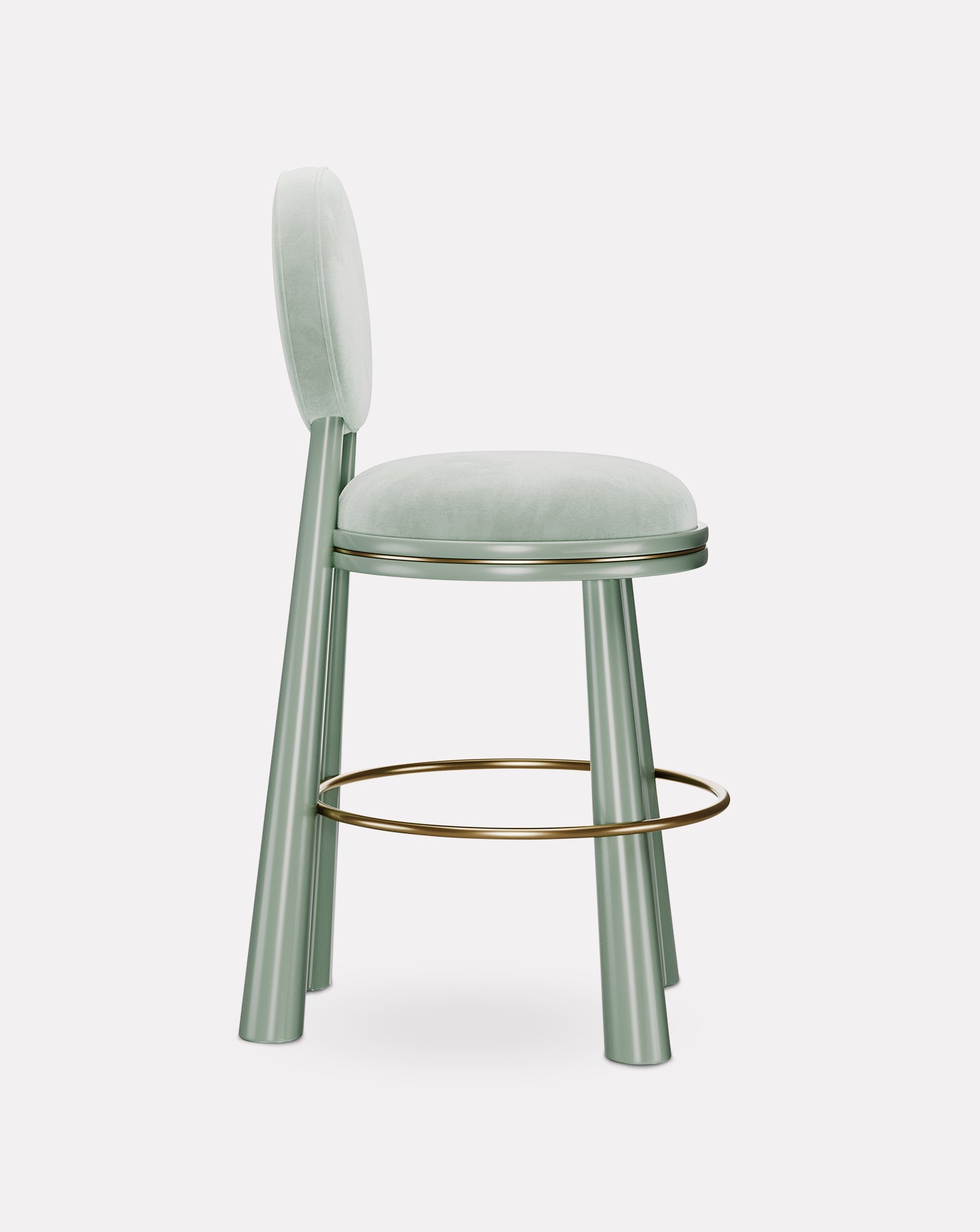 Mouline Brass and Velvet Bar Stool