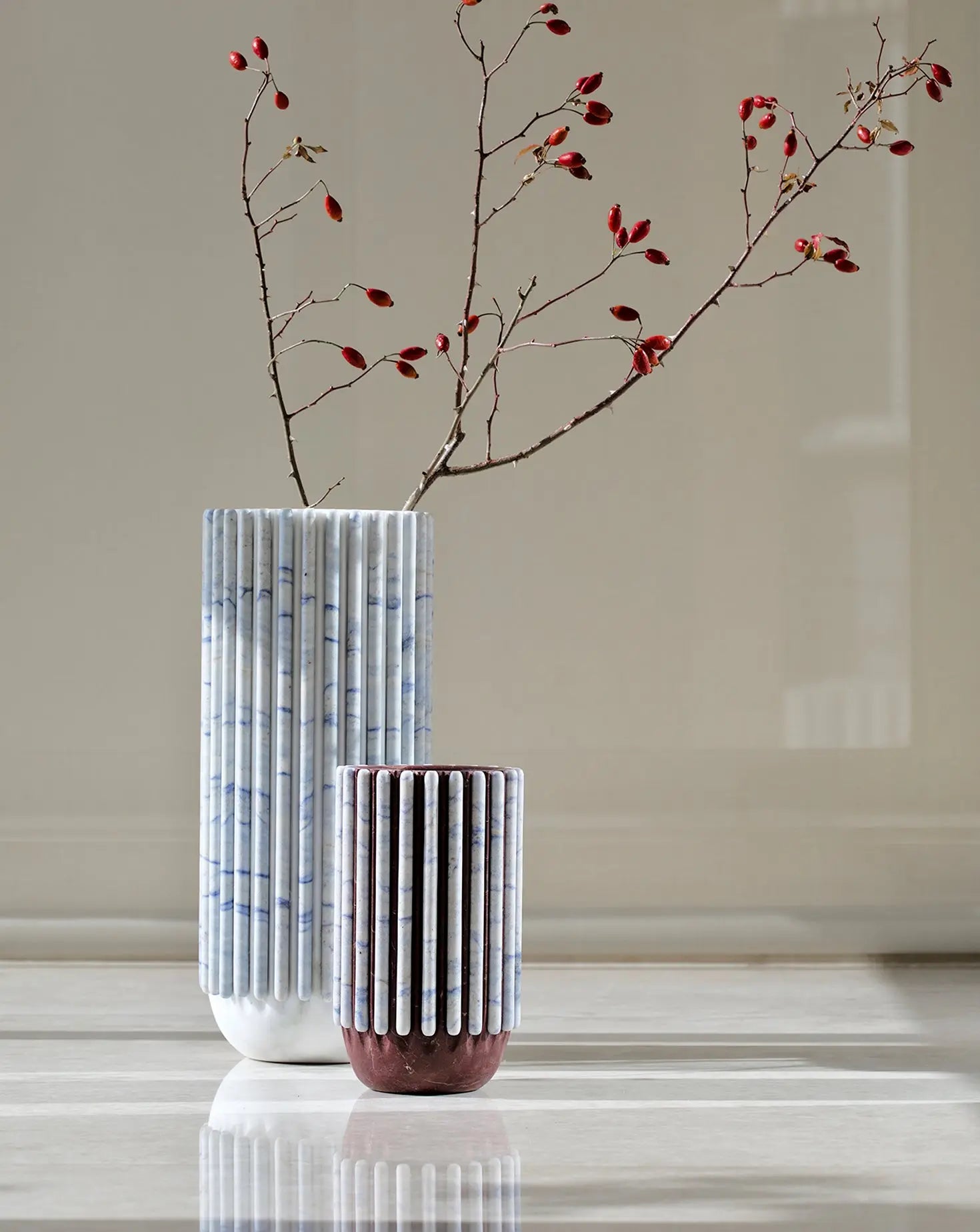 Alia Red & Blue Marble Vase Thomas Trad