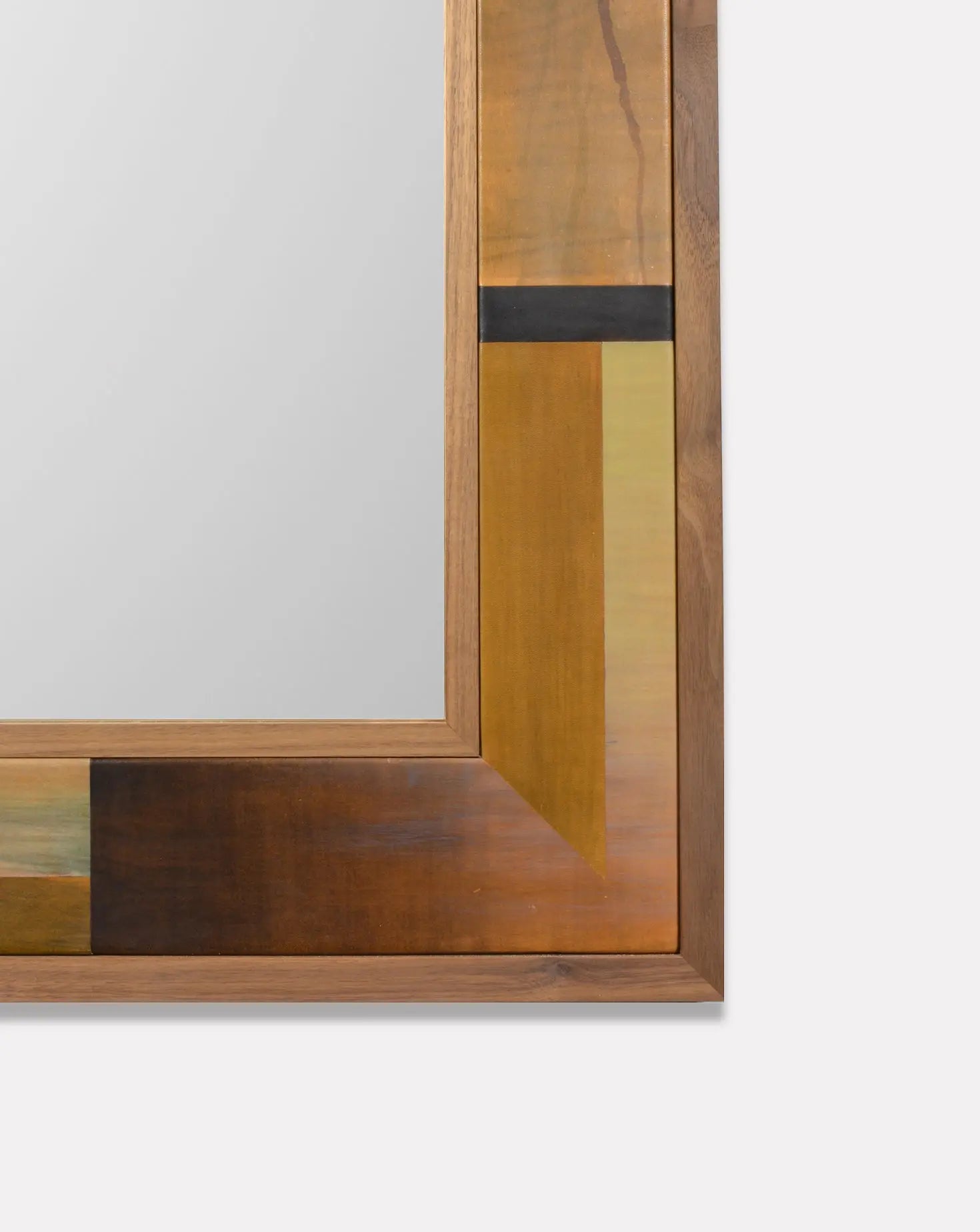 Amber Leather Marquetry Mirror Marrikur Studio