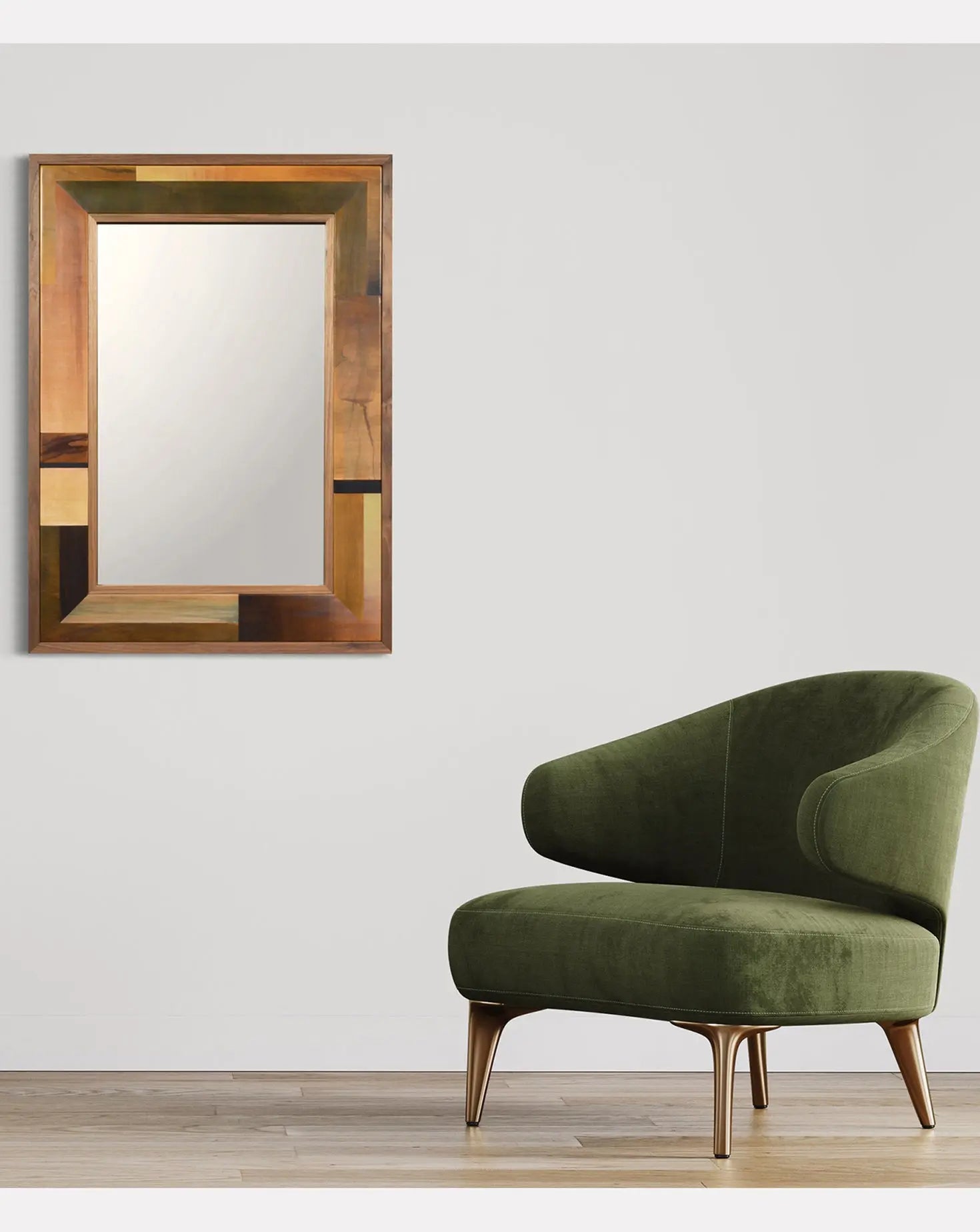 Amber Leather Marquetry Mirror Marrikur Studio