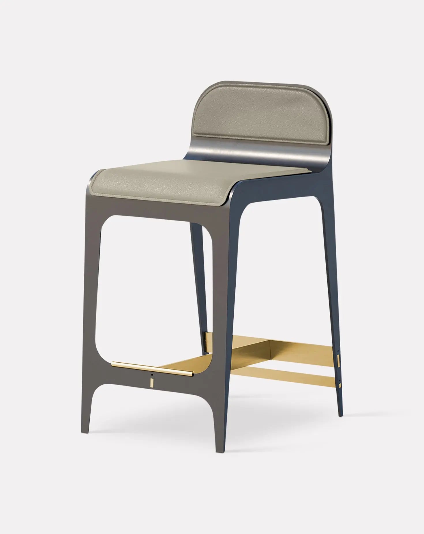 Bardot Slate Gray and Brass Counter Stool Gabriel Scott