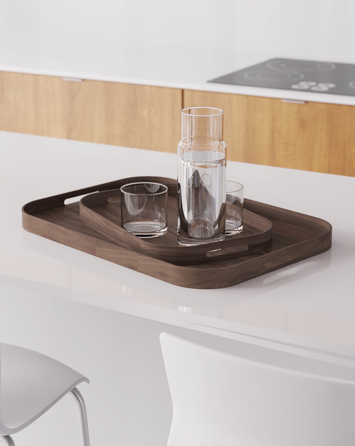 Bellhop 402 Walnut Rectangular Tray Wireworks