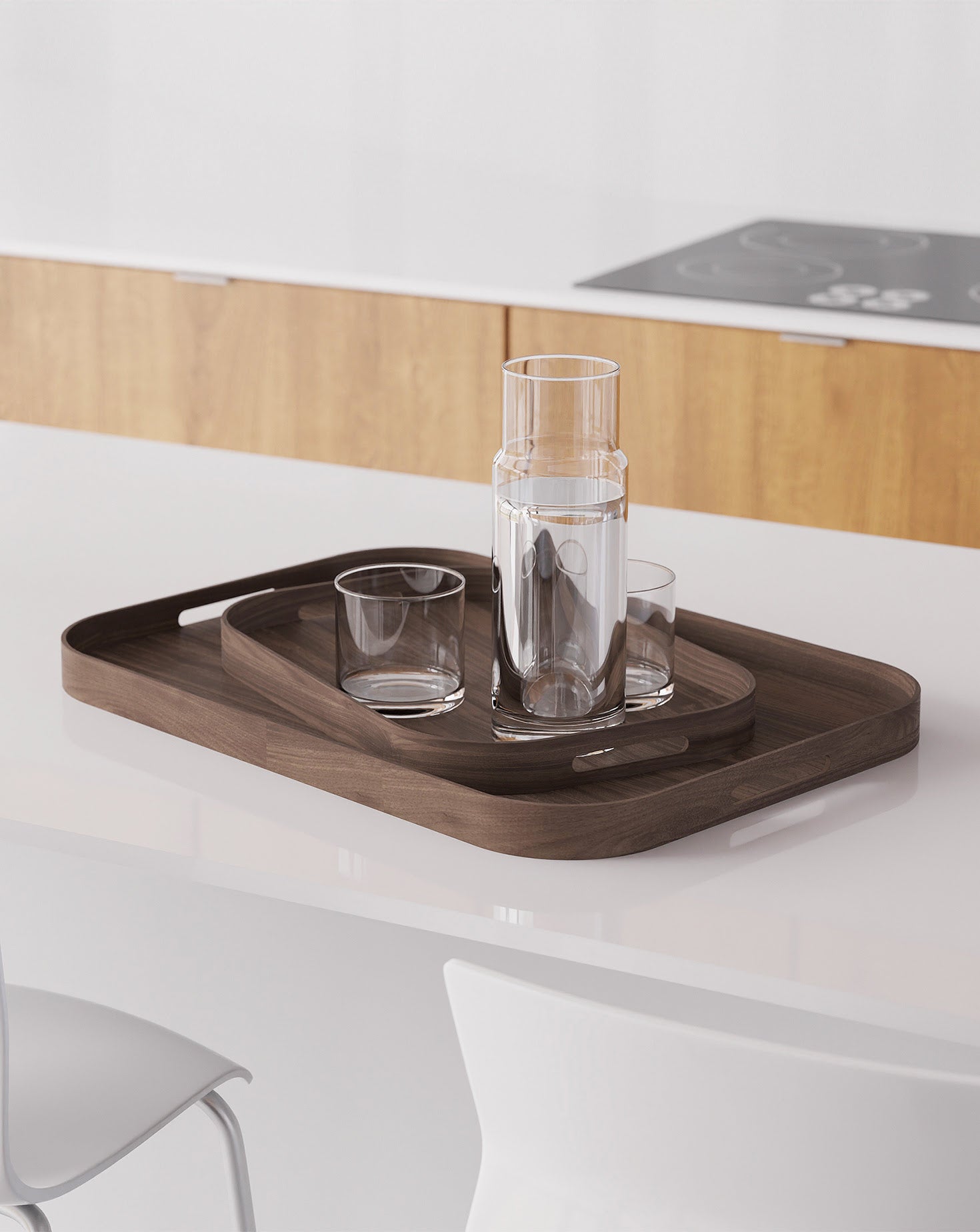 Bellhop 558 Walnut Rectangular Tray Wireworks