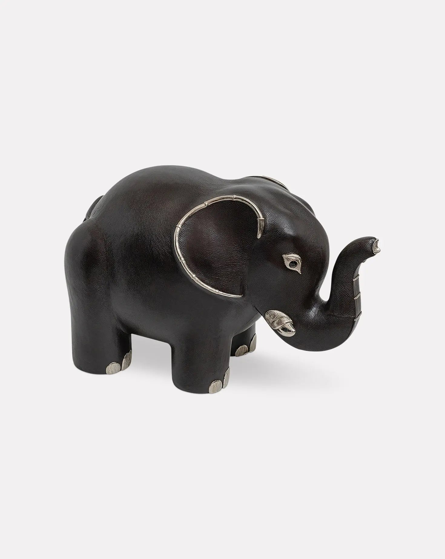 Brown Leather Elephant Stool Lotus Arts de Vivre