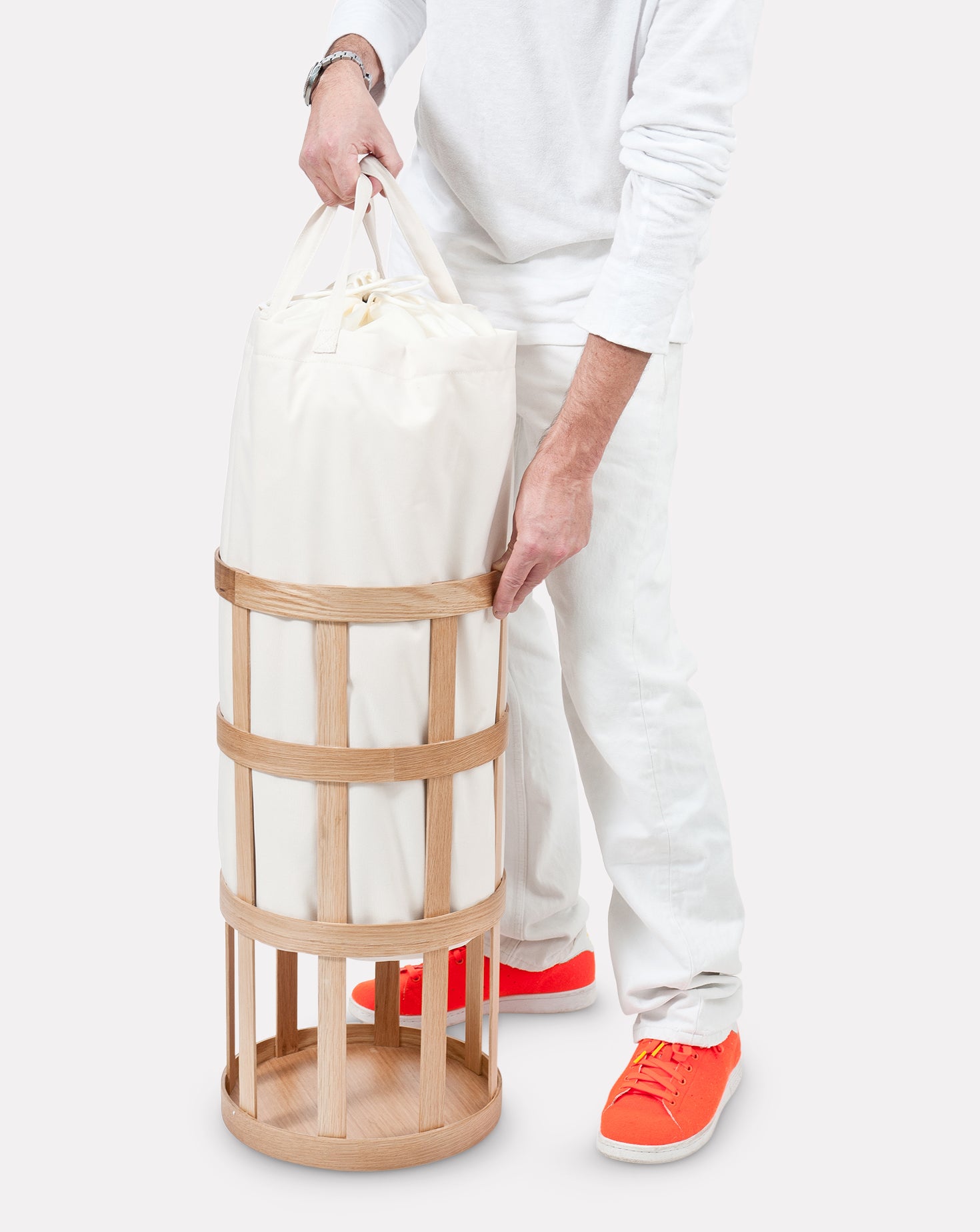 Cage White Laundry Basket Wireworks