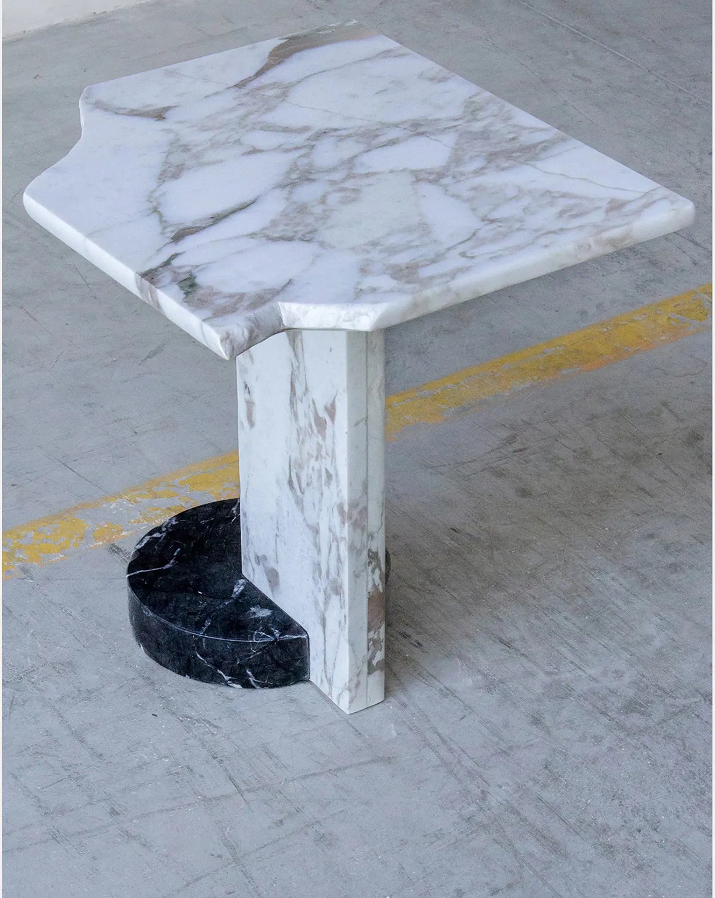 Calacatta Oro and Nero Marquina Marble Side Table Stone Stackers