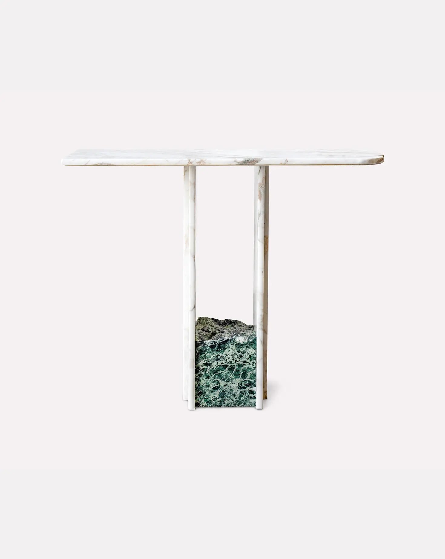 Calacatta Oro and Verde Alpi Marble Side Table Stone Stackers