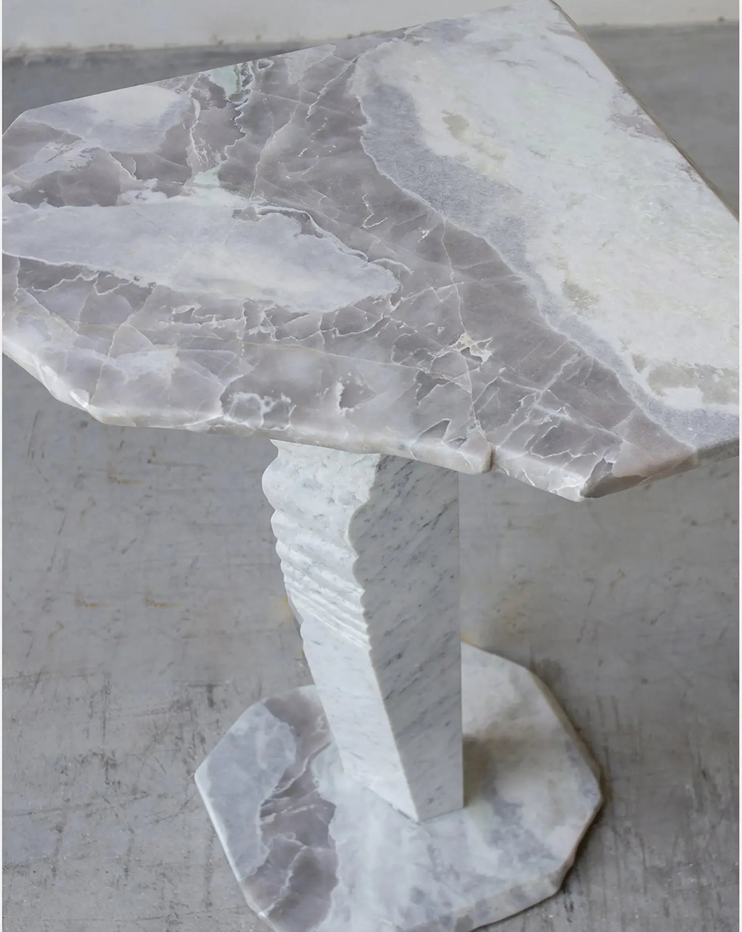 Carrara and Dover White Marble Side Table Stone Stackers