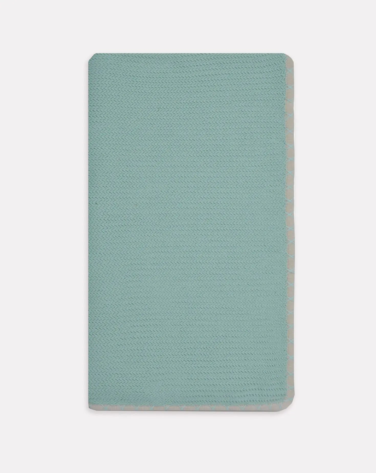 Classic Herringbone Aqua Cotton Blanket Janavi India