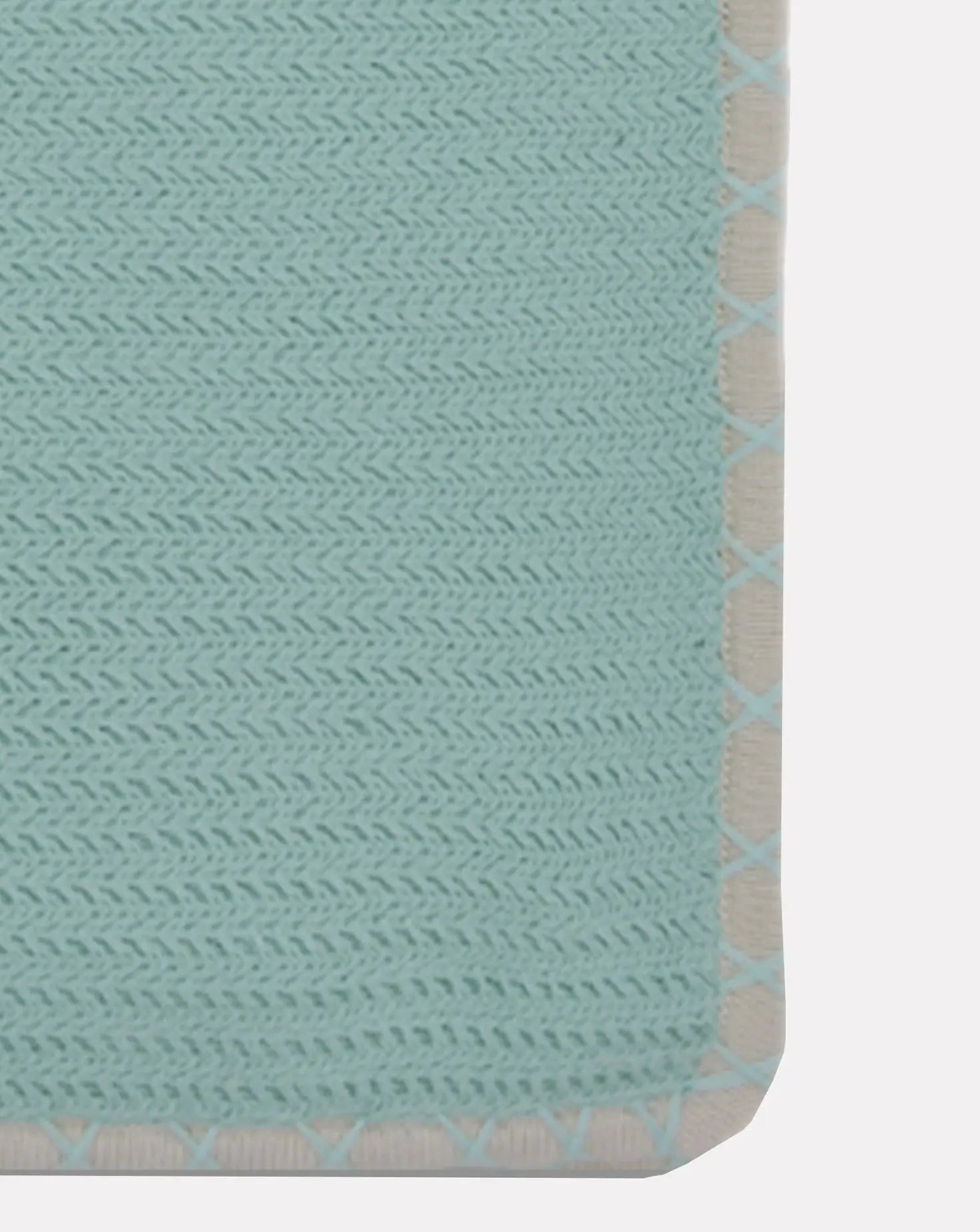 Classic Herringbone Aqua Cotton Blanket Janavi India