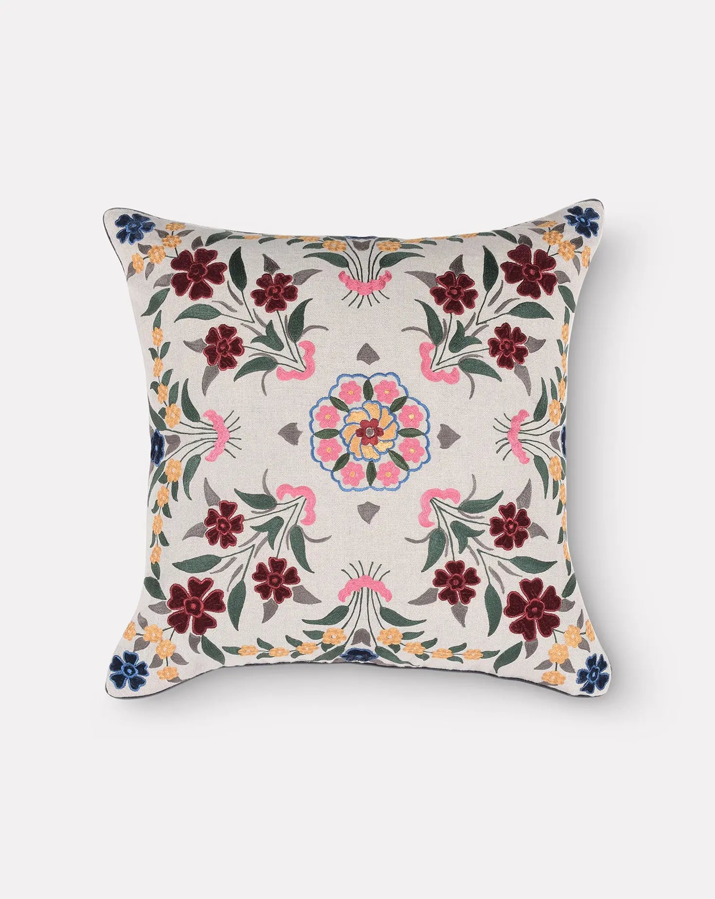 Set of 2 Cluster of Flowers Cotton Cushion Janavi India