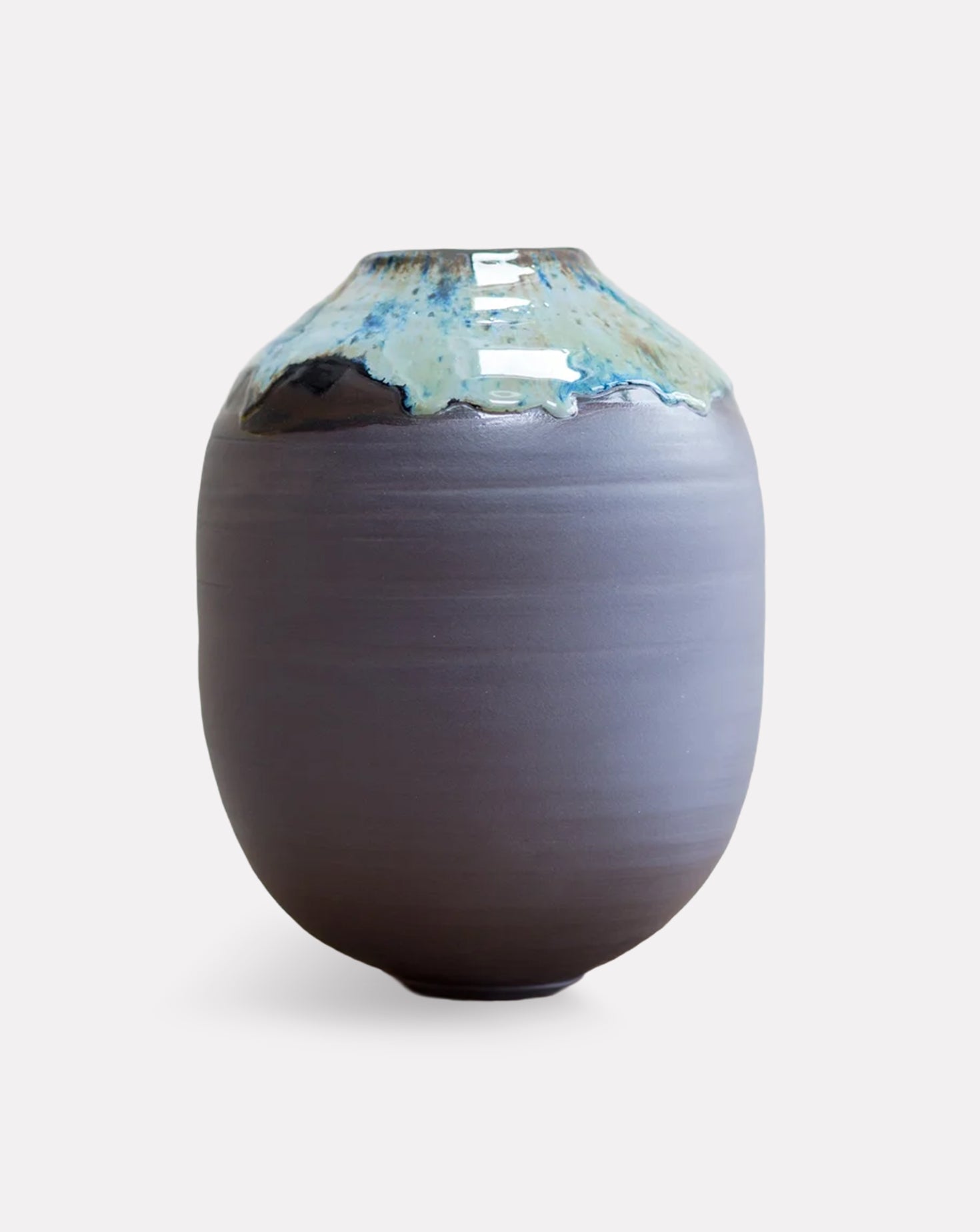 Limestone Black Porcelain Large Moon Jar