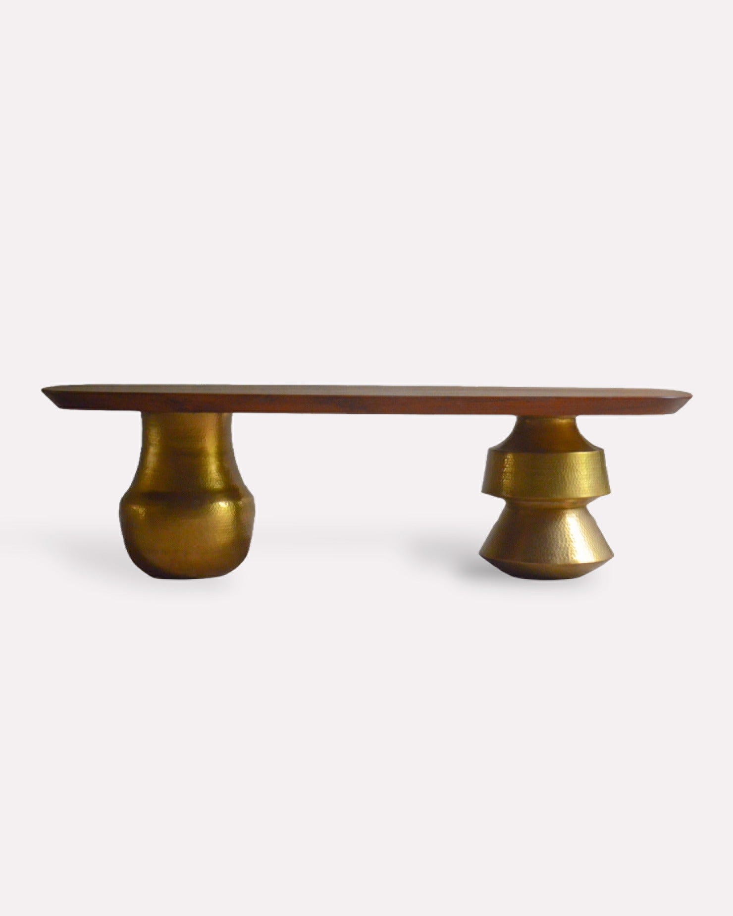 Lota Brass and Wood Bench
