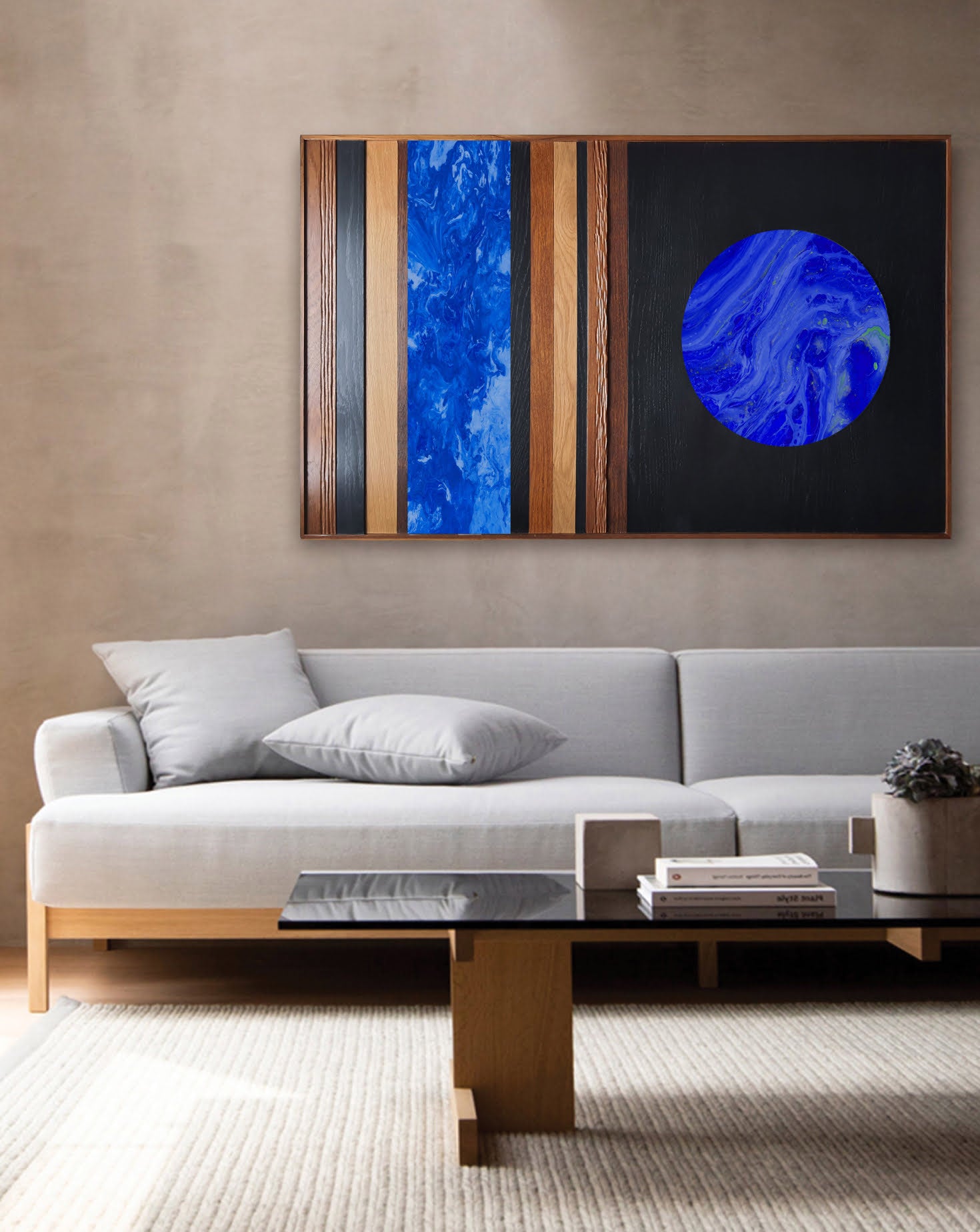 Japandi Notions Cobalt Divisions Wall Art Amal Jain - Hue Odyssey