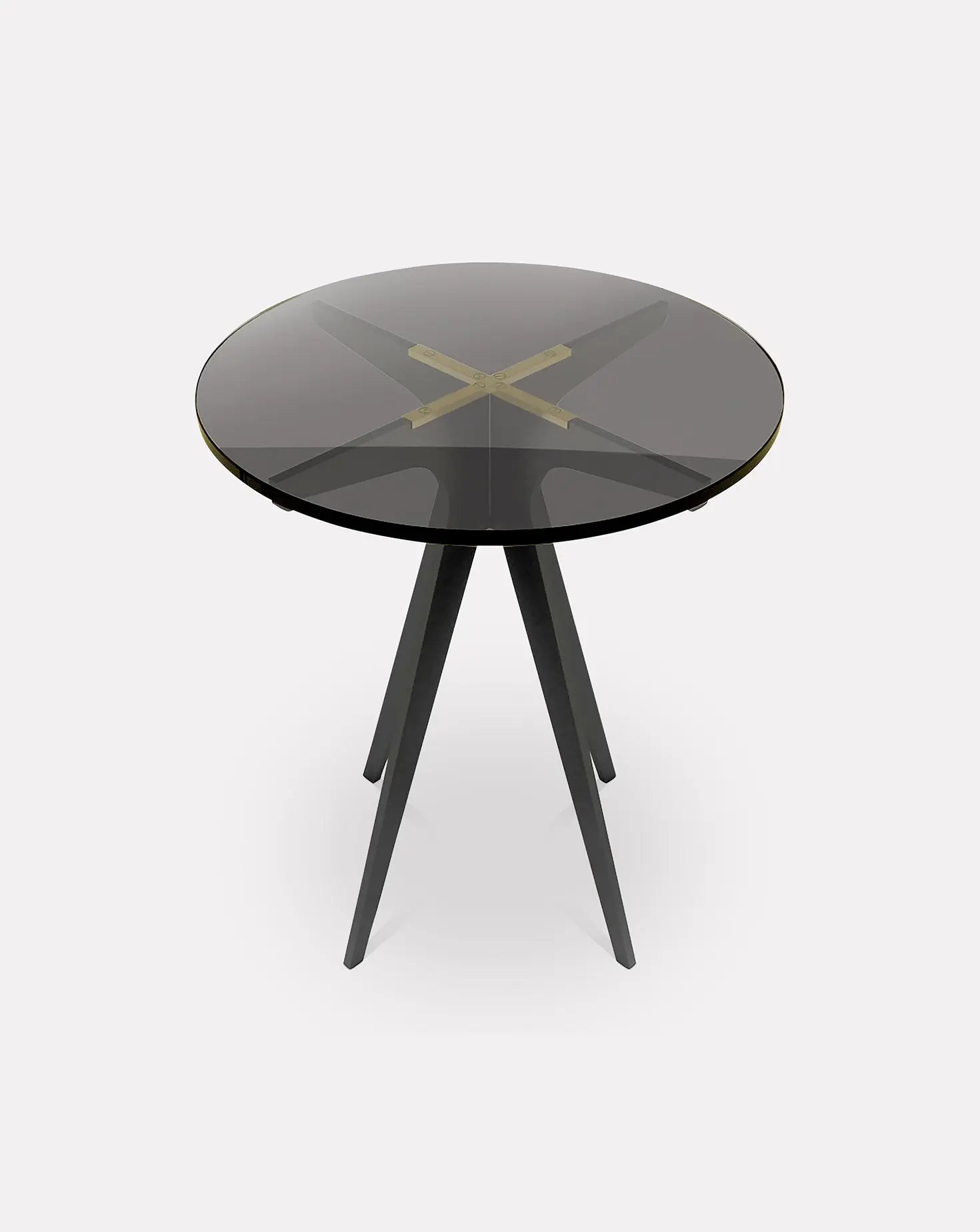 Dean Smoked Glass and Steel Side Table Gabriel Scott