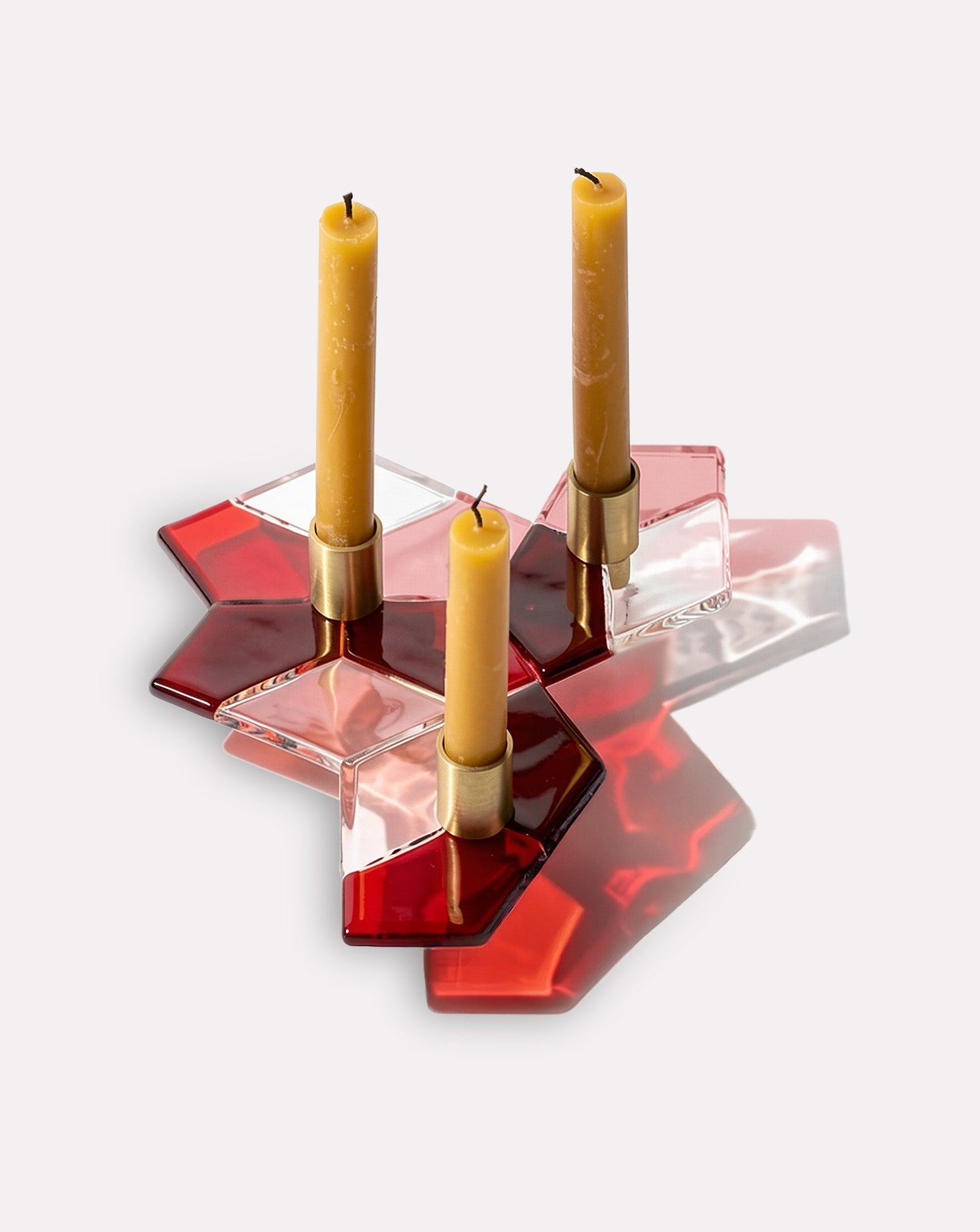 Einstein Glass and Brass Candelabra