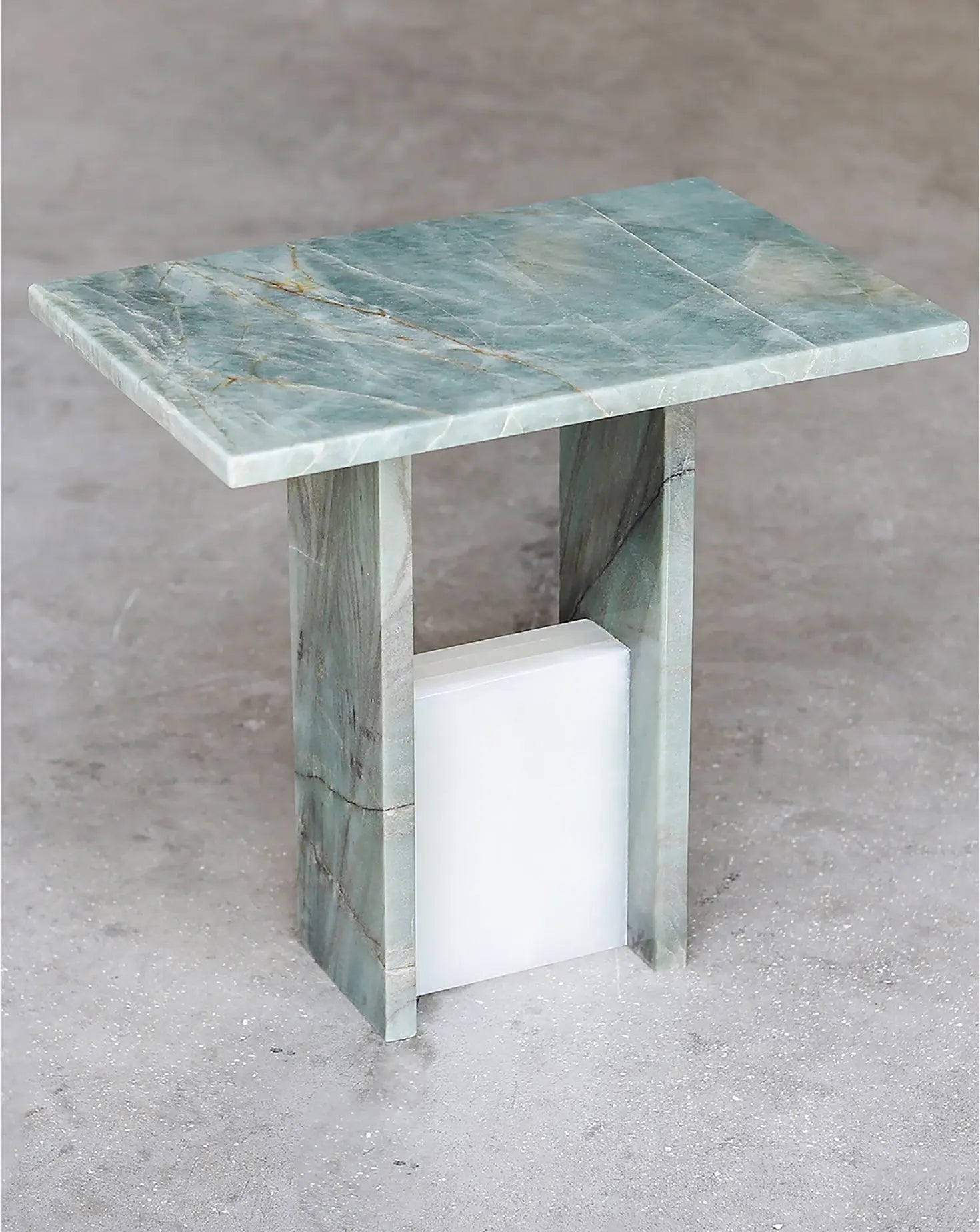 Emerald Quartzite Sculptural Side Table Stone Stackers