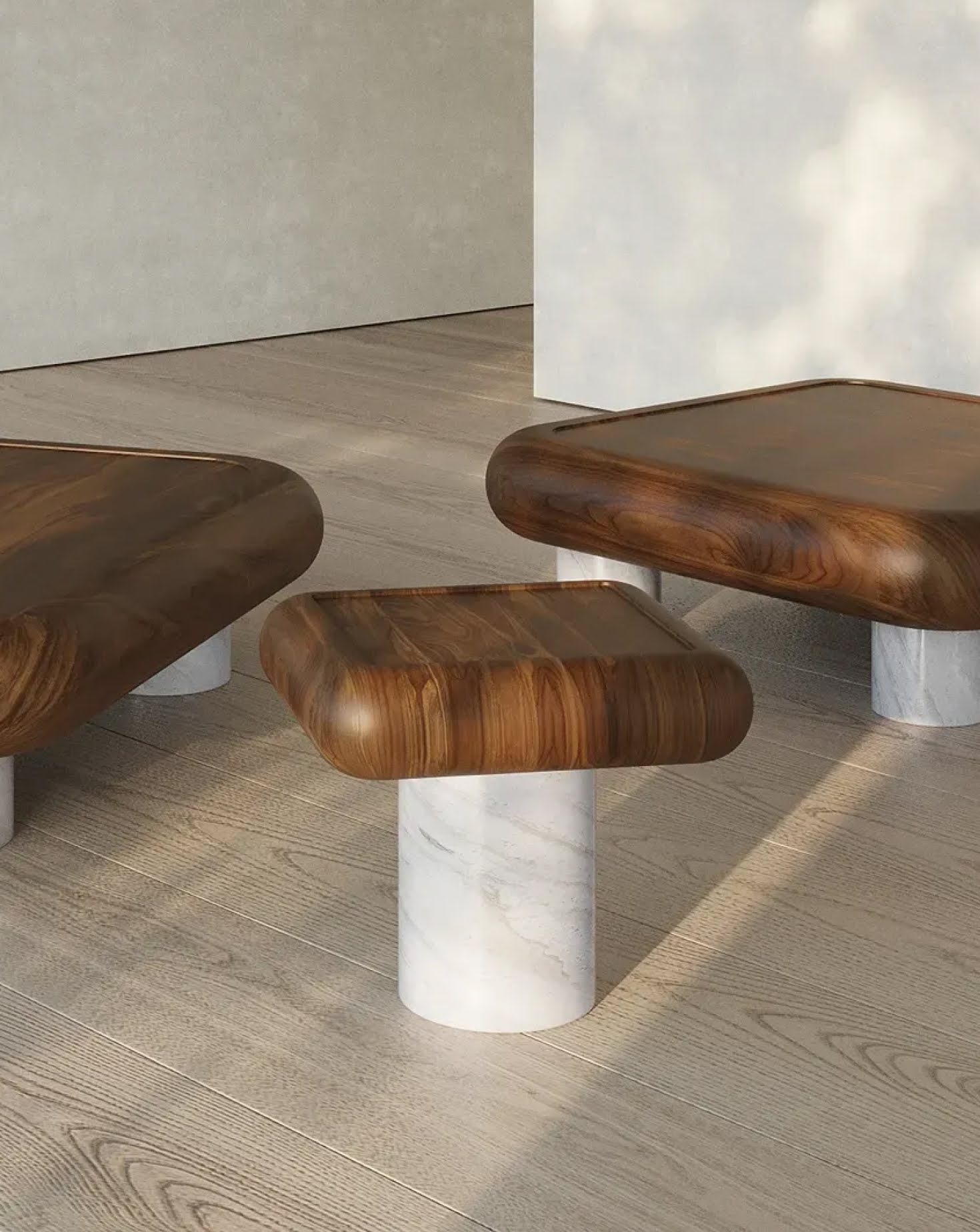 Fat Wood and Marble Side Table