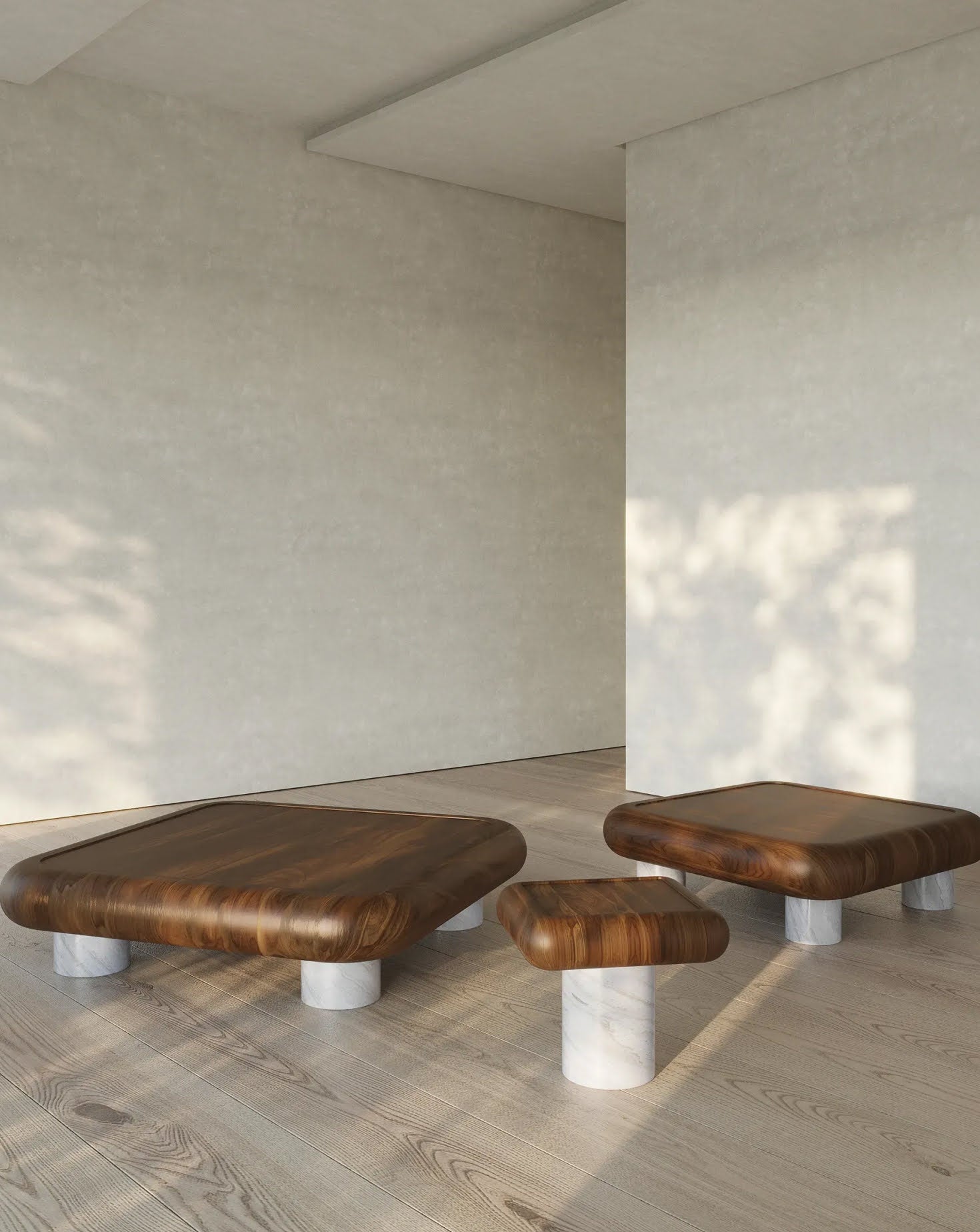 Fat Wood and Marble Side Table