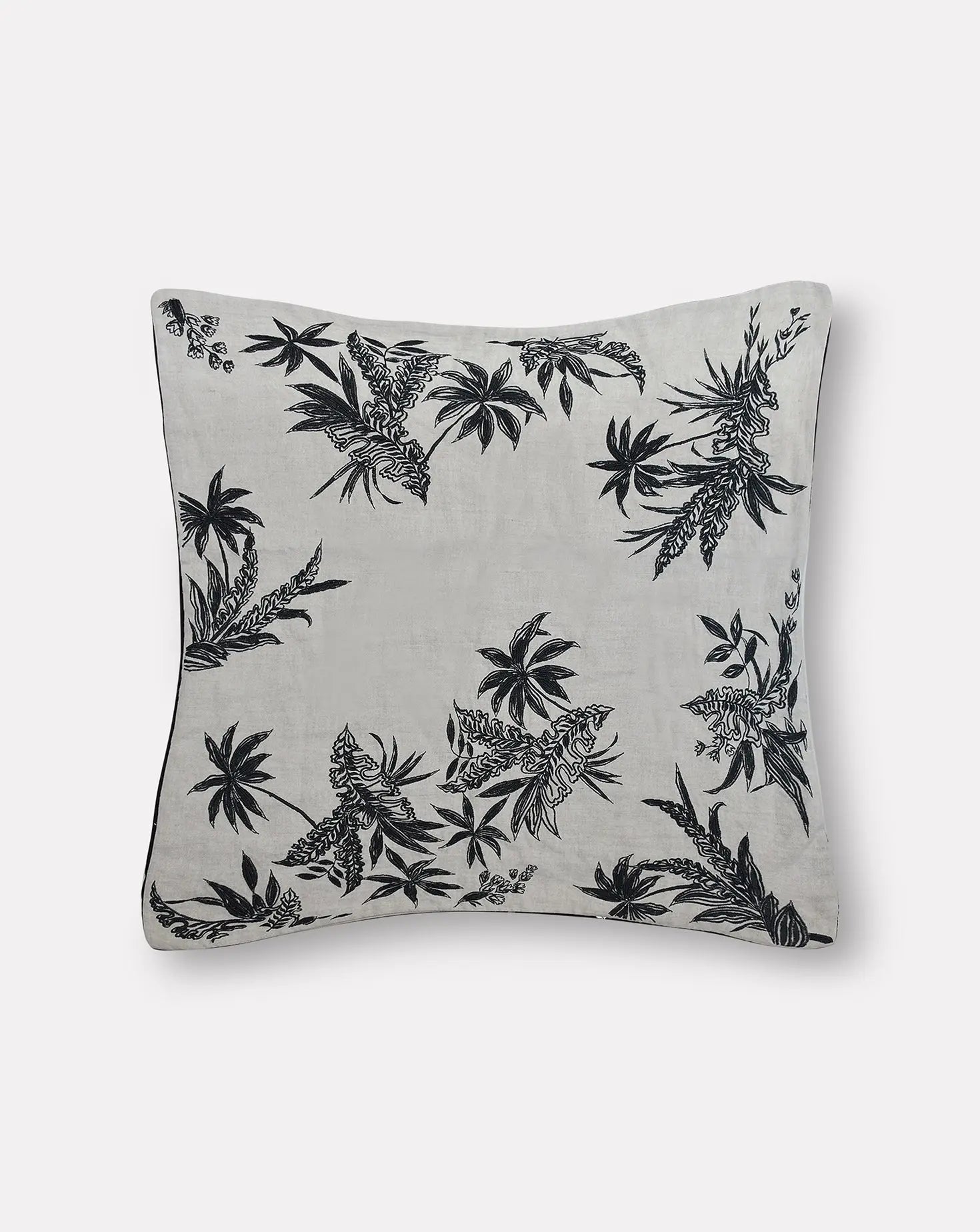 Set of 2 Floral Black Cotton Cushion Janavi India