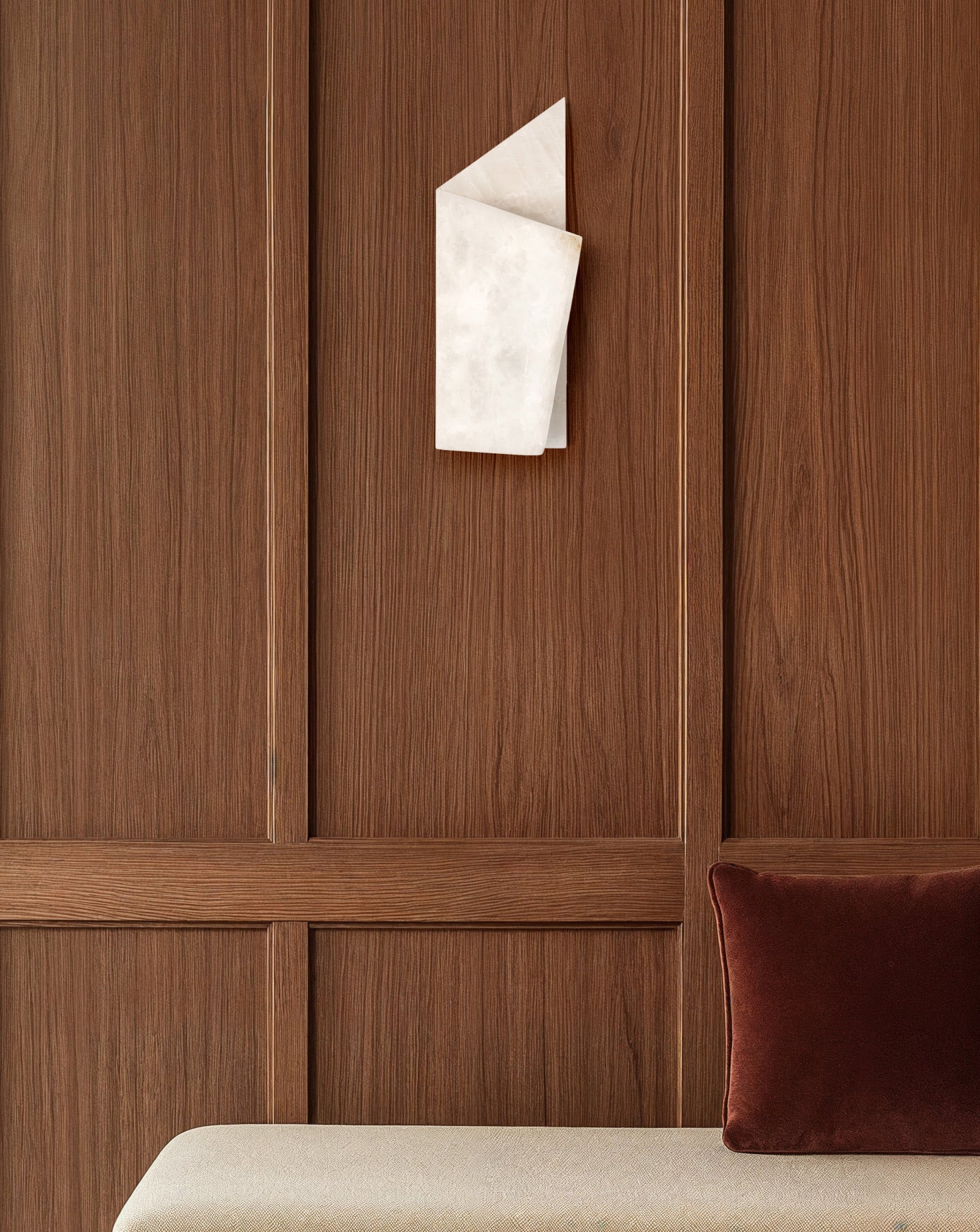 Folded Brushed Brass and Marble Wall Light
