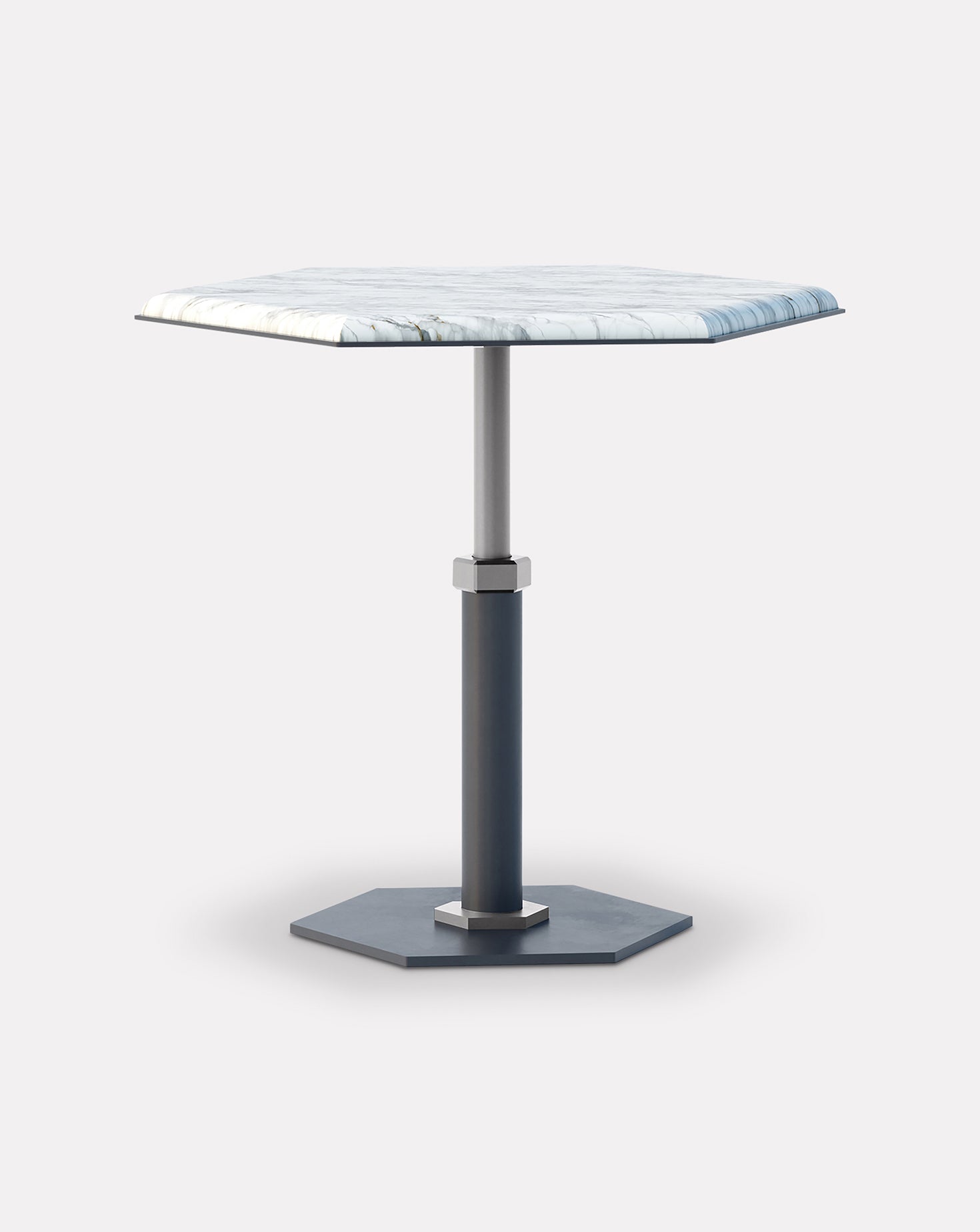 Pedestal Bianco Hexagon Side Table