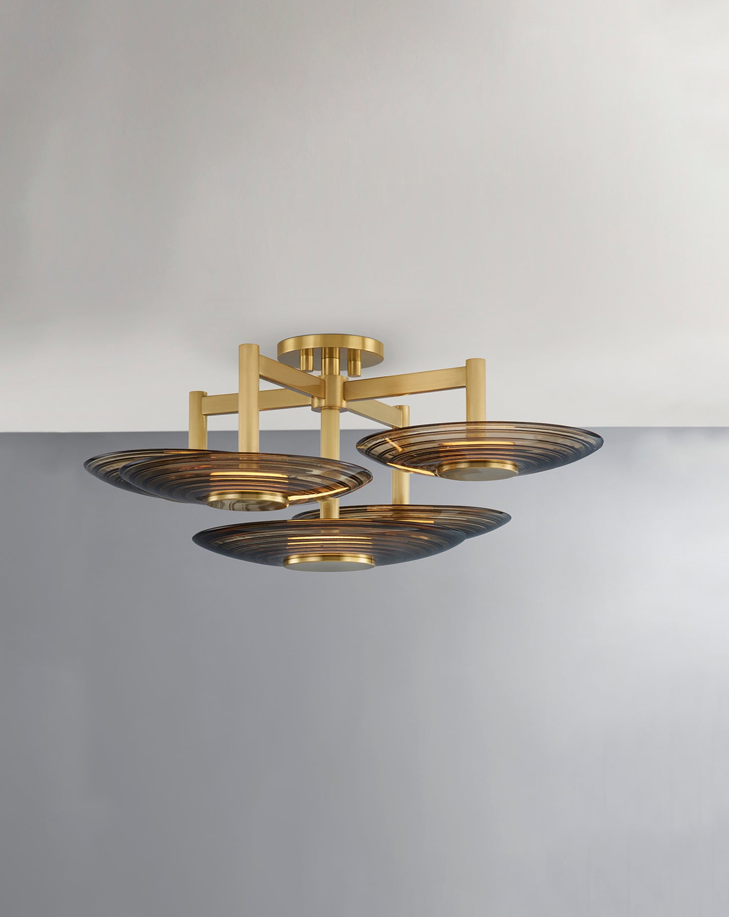 Griston Brass and Glass Flush Mount