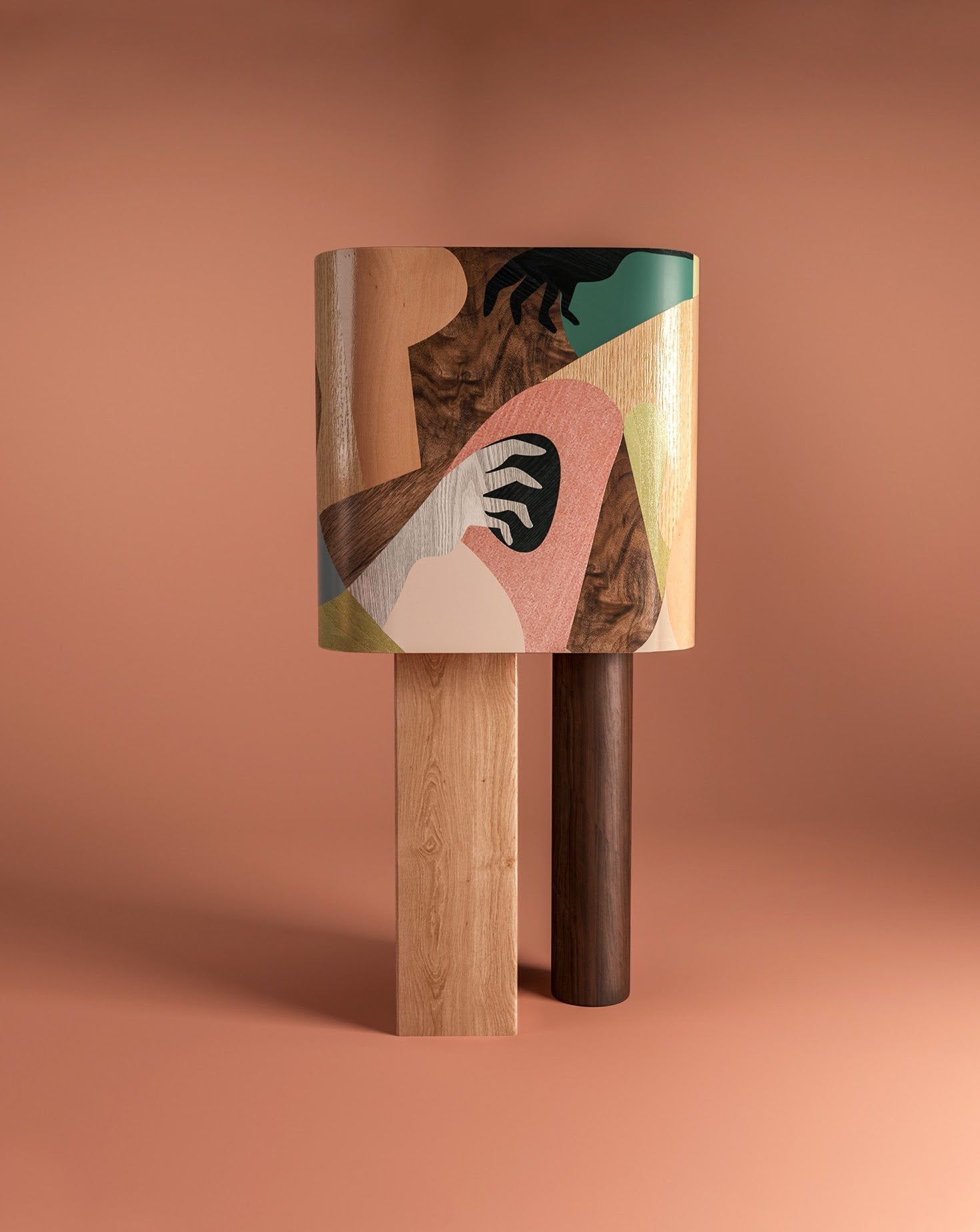 Ih Maj In Oak and Walnut Wood Cabinet