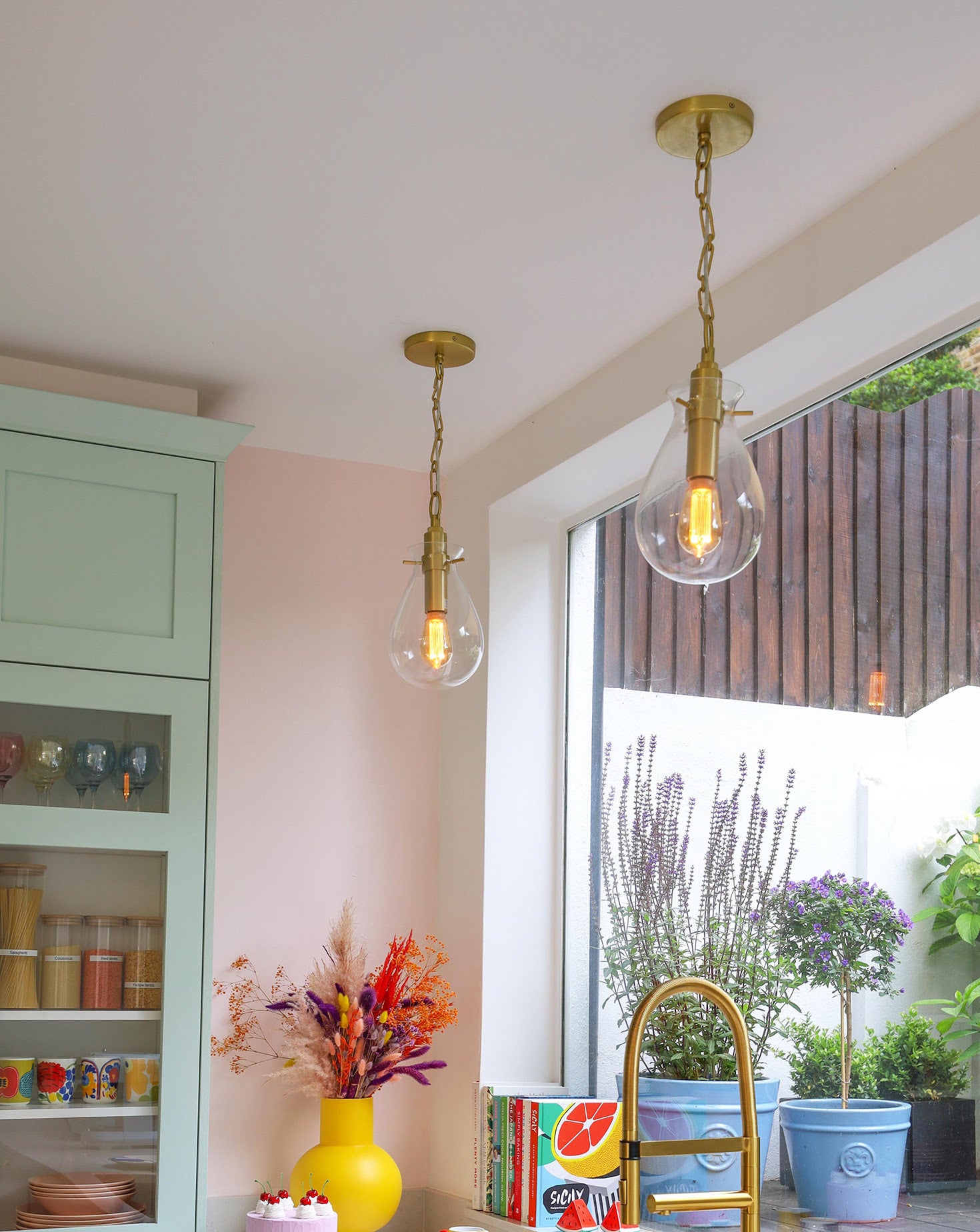 Ivy Brass and Glass Pendant