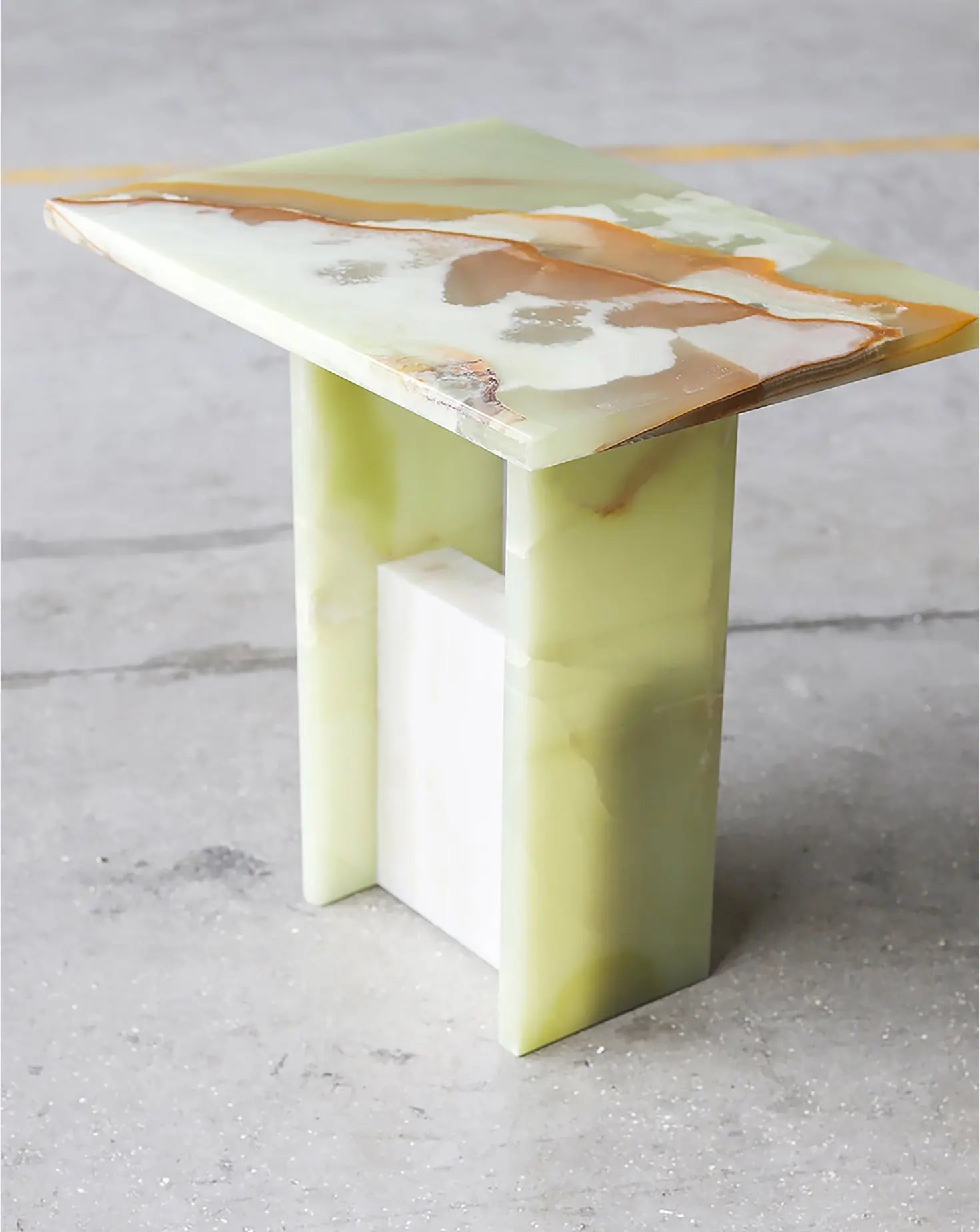 Jade Green Onyx Sculptural Side Table Stone Stackers