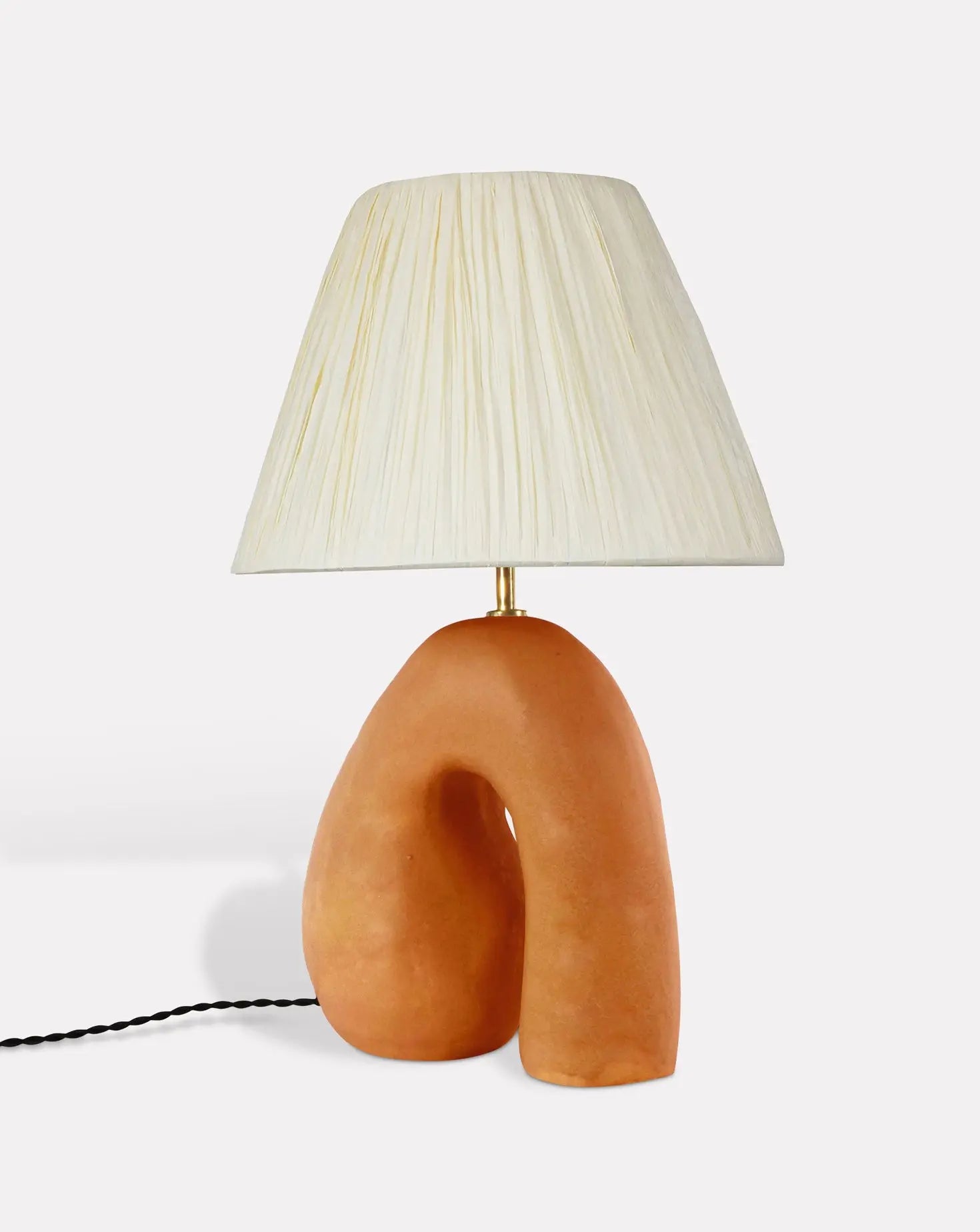 Large Opposee Terracotta and Ivory Table Lamp Hannah Simpson Studio