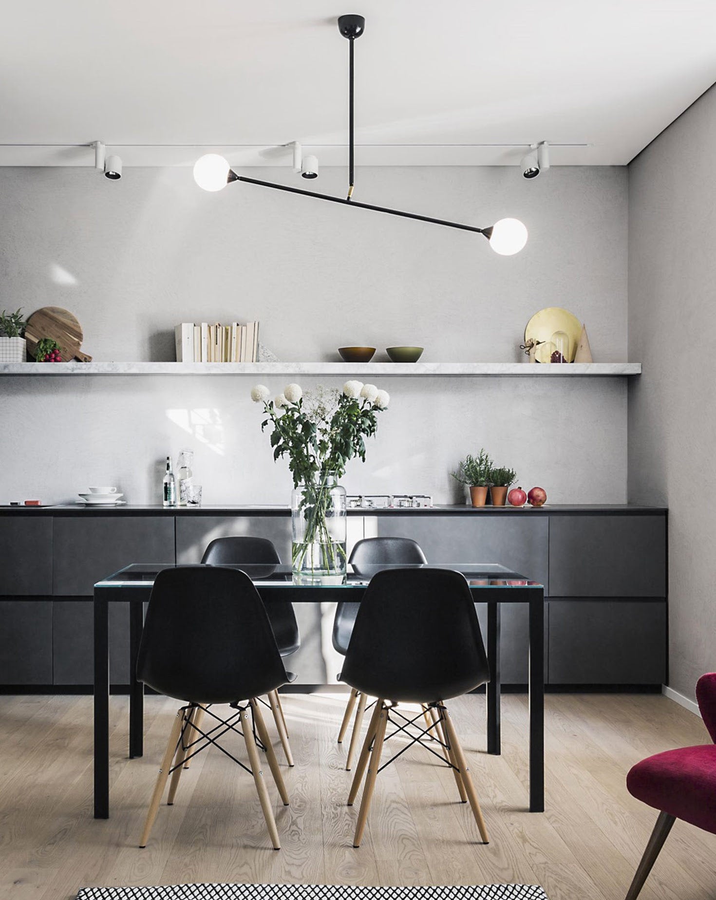 Two Spheres Metal and Glass Pendant