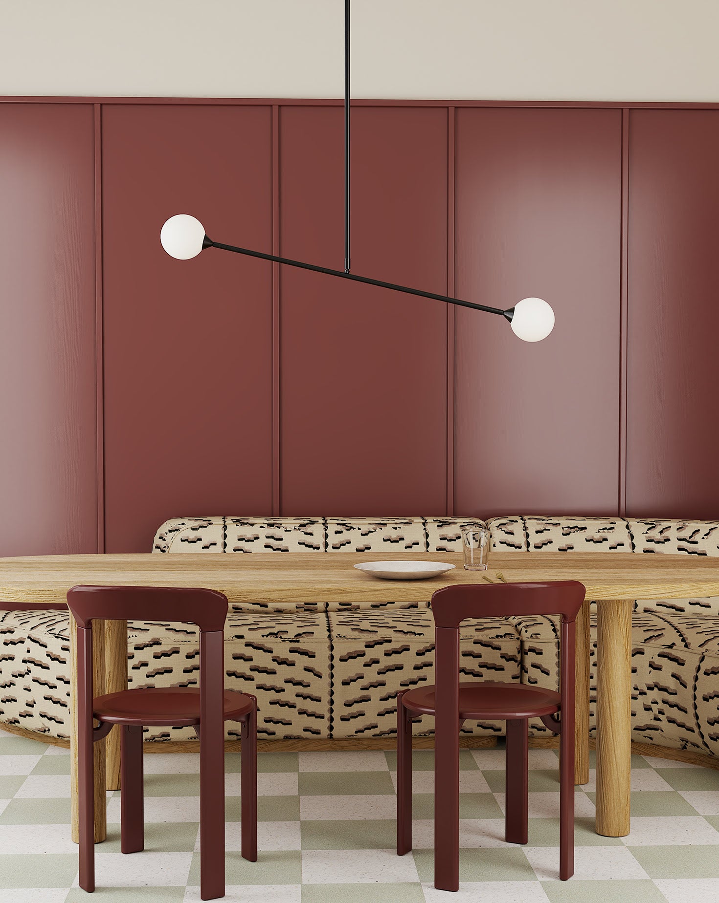 Two Spheres Metal and Glass Pendant