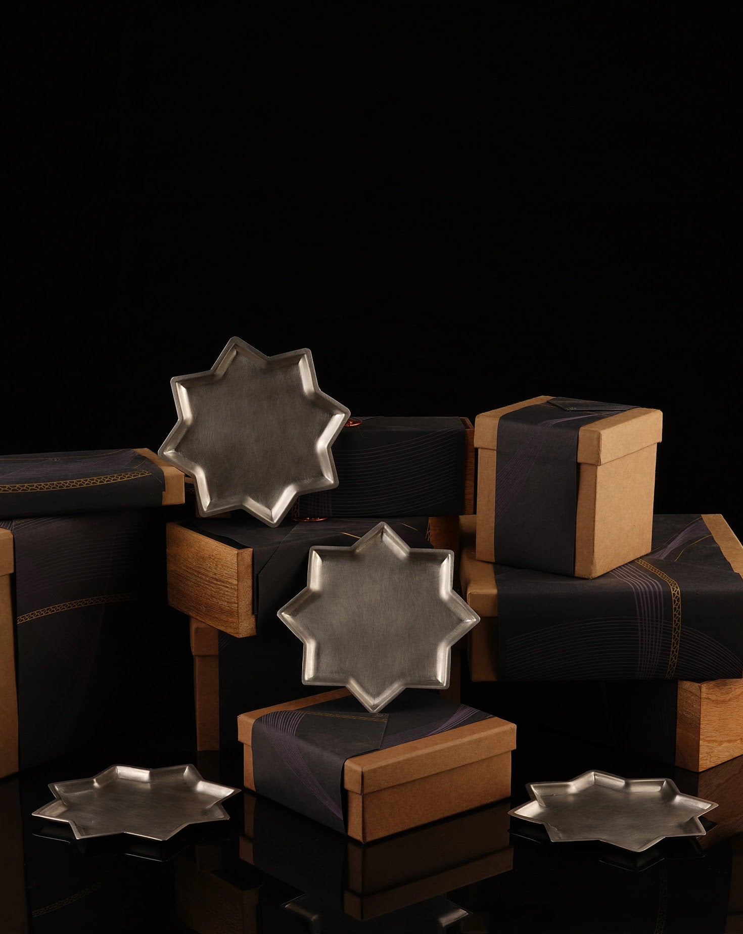 8 Point Star Plate With Kalai Set of 4