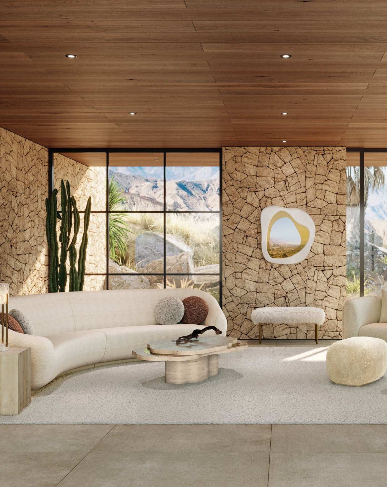 Arizona Travertine Stone Coffee Table