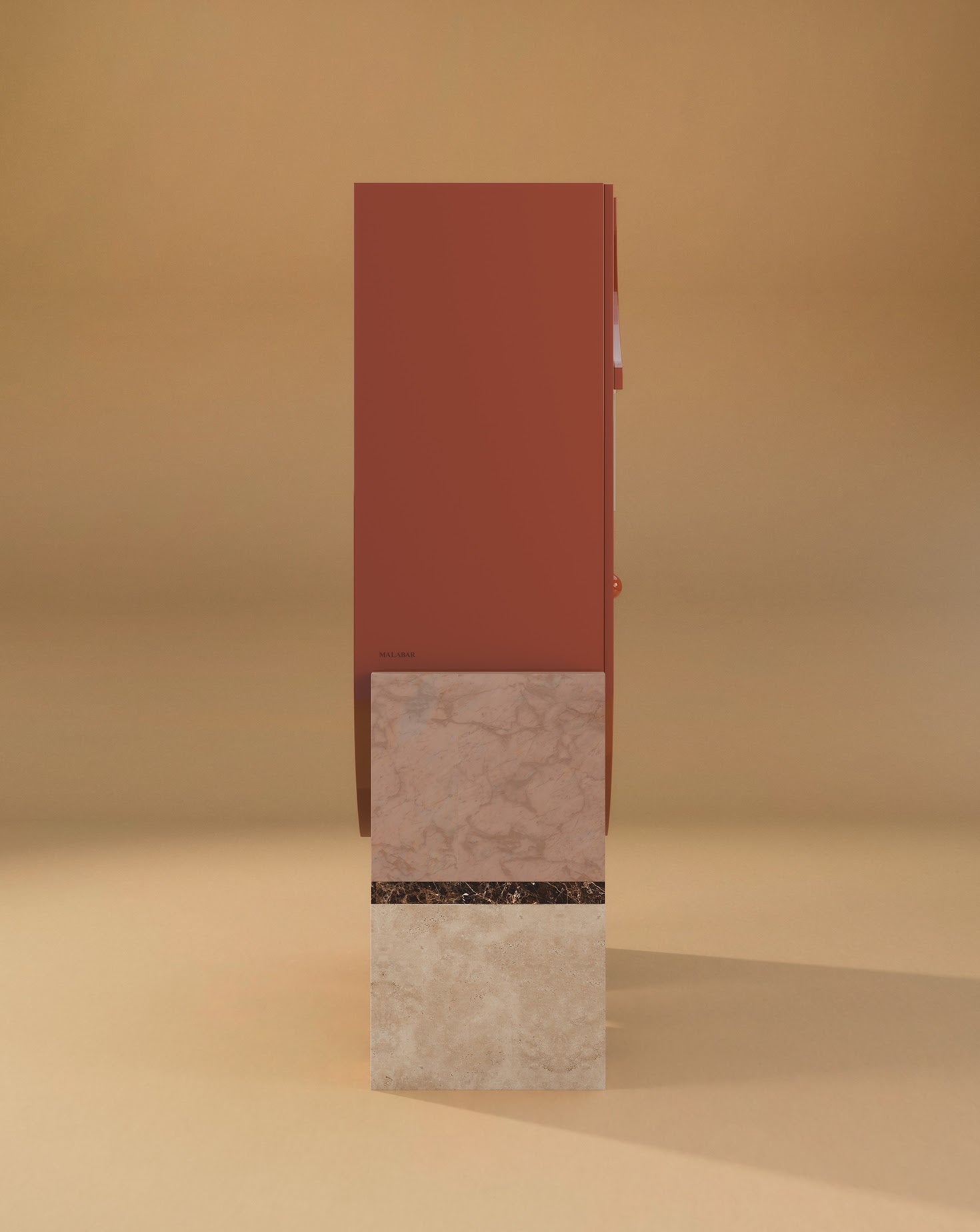Arkos Bar Lacquered Wood Teracotta Cabinet